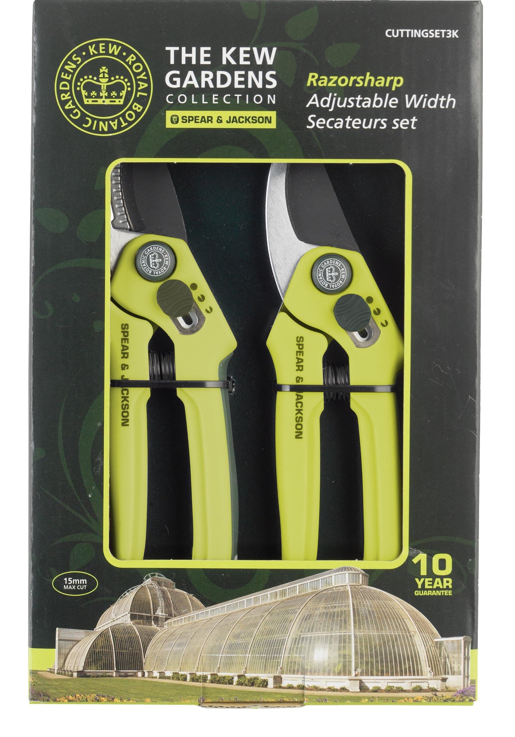 Spear & Jackson CUTTINGSET3K Kew Gardens Collection Adjustable Width Bypass & Anvil Secateur Set