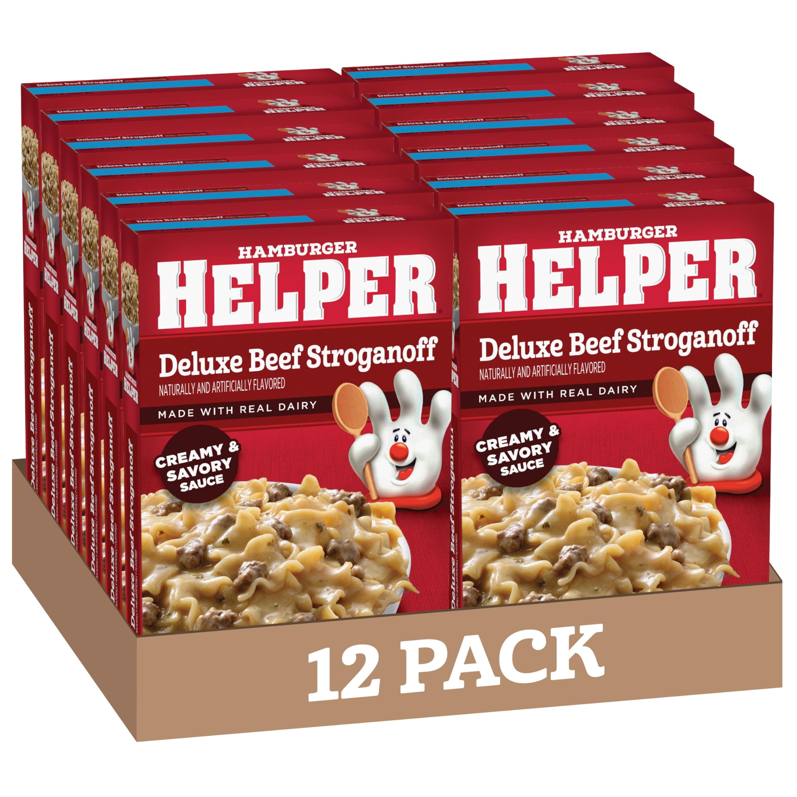 Deluxe Beef Stroganoff Pasta Meal (5.5 oz- 12 Pack) No Artificial Flavors, Ready in 3 Easy Steps, Quick Meals for Midweek Dinners, Busy Evenings & Families On-the-Go