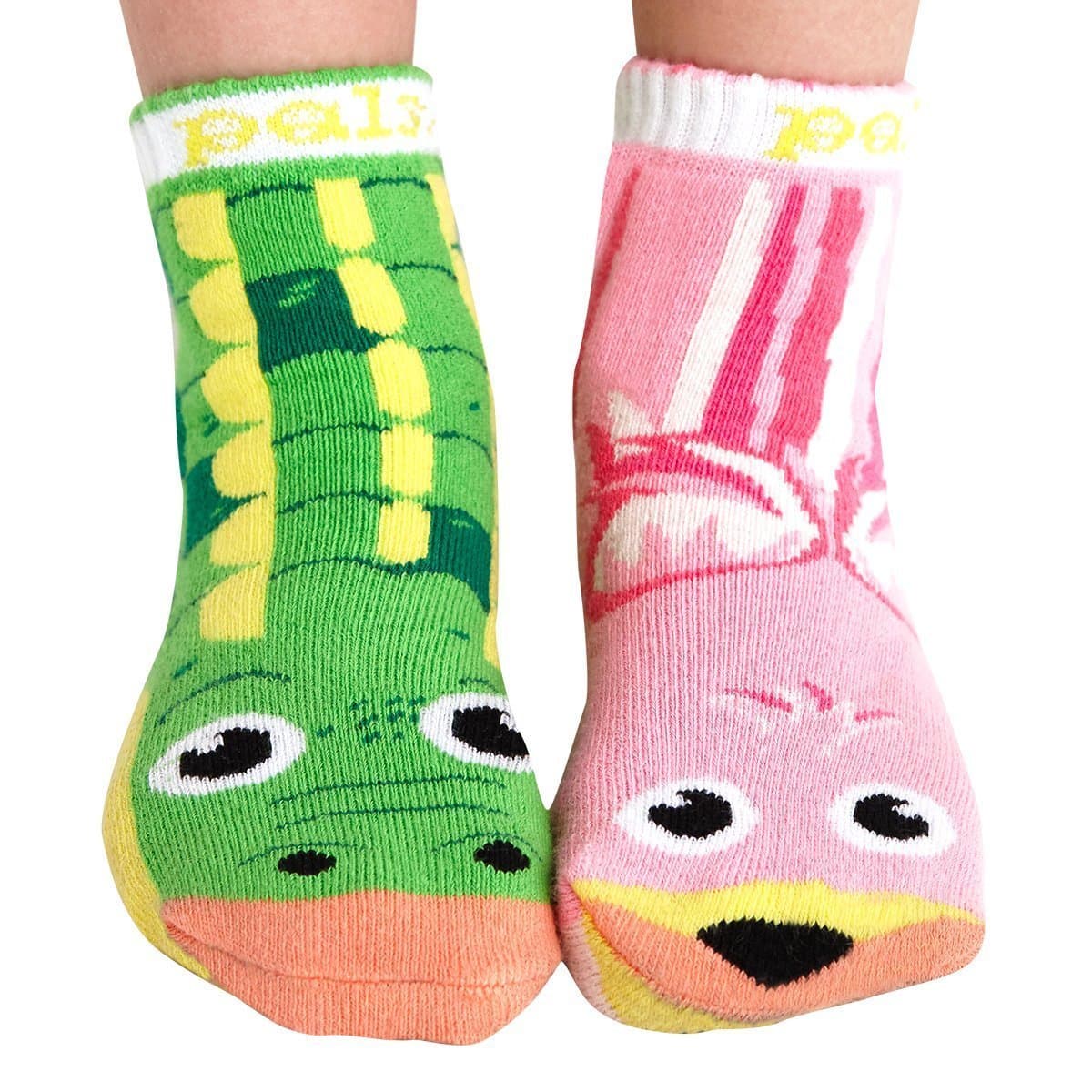 Toddler Alligator & Flamingo Socks - Cute Mismatched Animal Friends