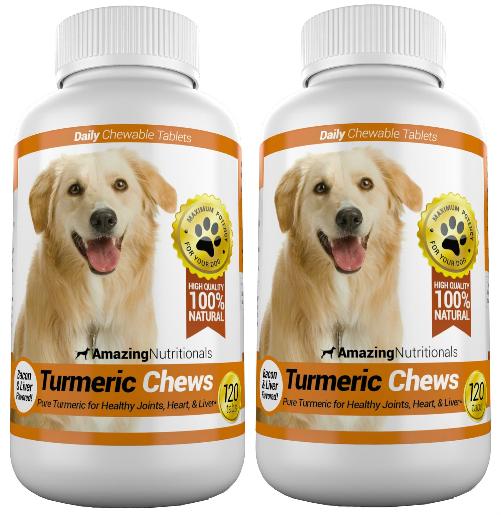Amazing Turmeric for Dogs Curcumin Pet Antioxidant, Eliminates Joint Pain Inflammation, 120 Chews