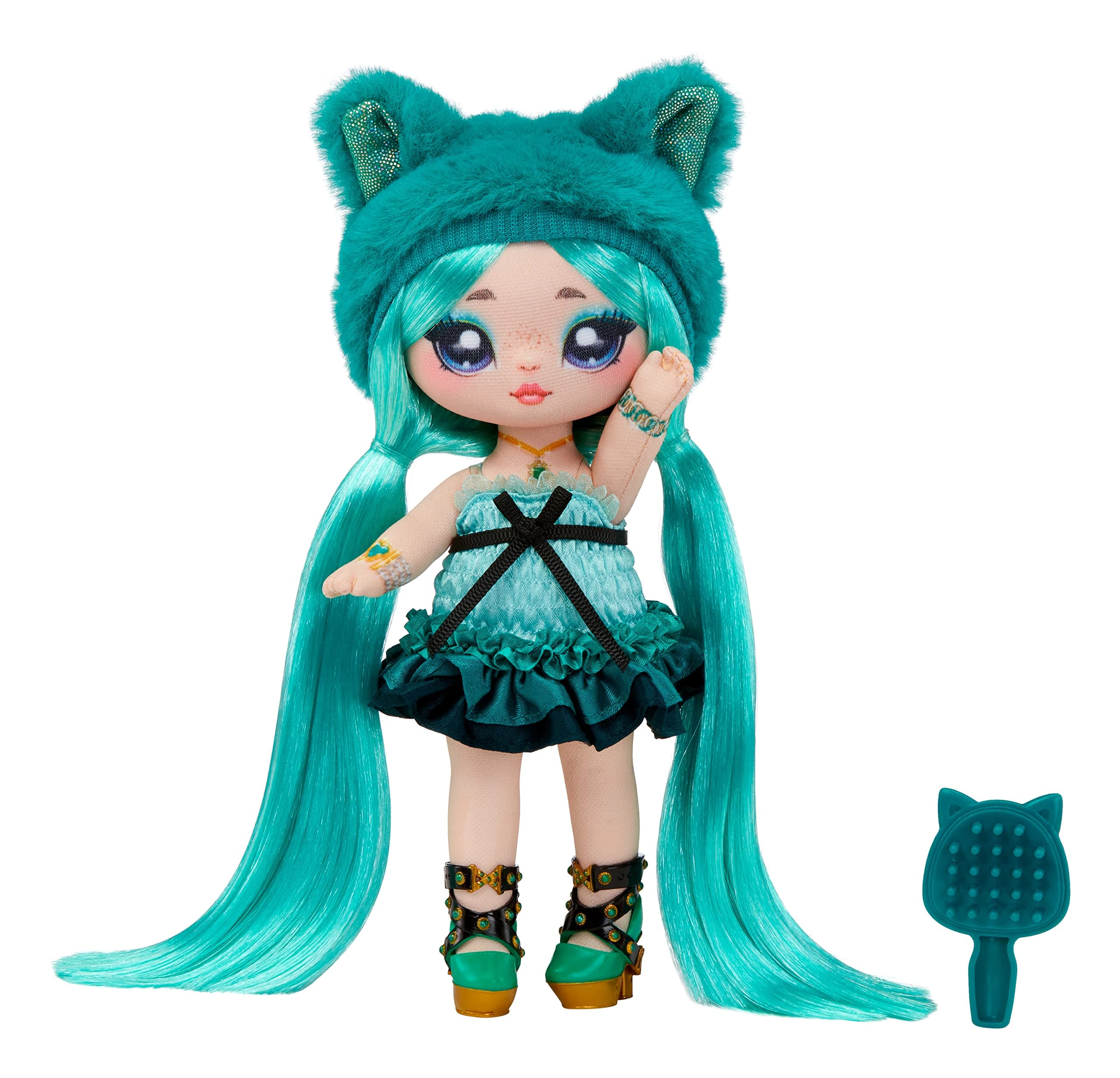 Sweetest Gems™ Emery Moss 7.5" Fashion Doll Emerald Birthstone Inspired with Teal Hair, Smocked Satin Dress & Brush, Poseable, Great Toy Gift for Girls Boys Ages 5 6 7 8+ Years
