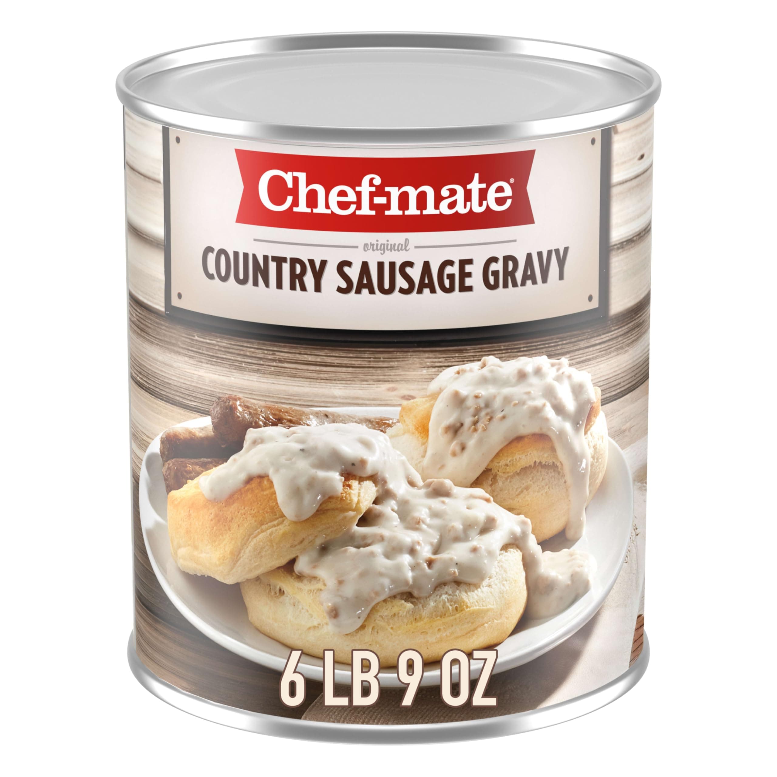Chef-mate Country Sausage Gravy, Breakfast Sausage, Biscuits and Gravy, 6 lb 9 oz (#10 Can Bulk)