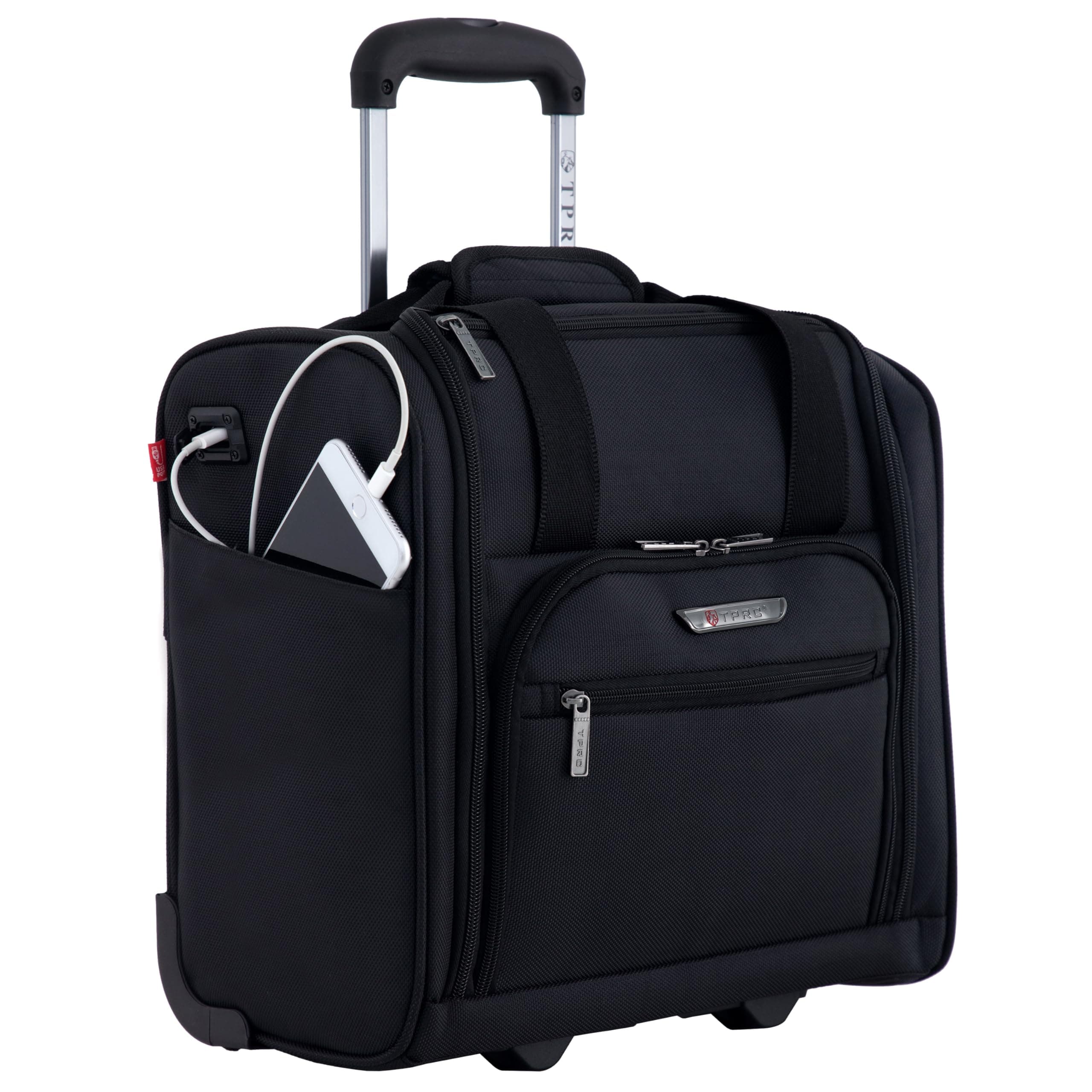 PR-85315 15" Smart Under Seat Carry-On Luggage with USB Charging Port, Black Option, One Size