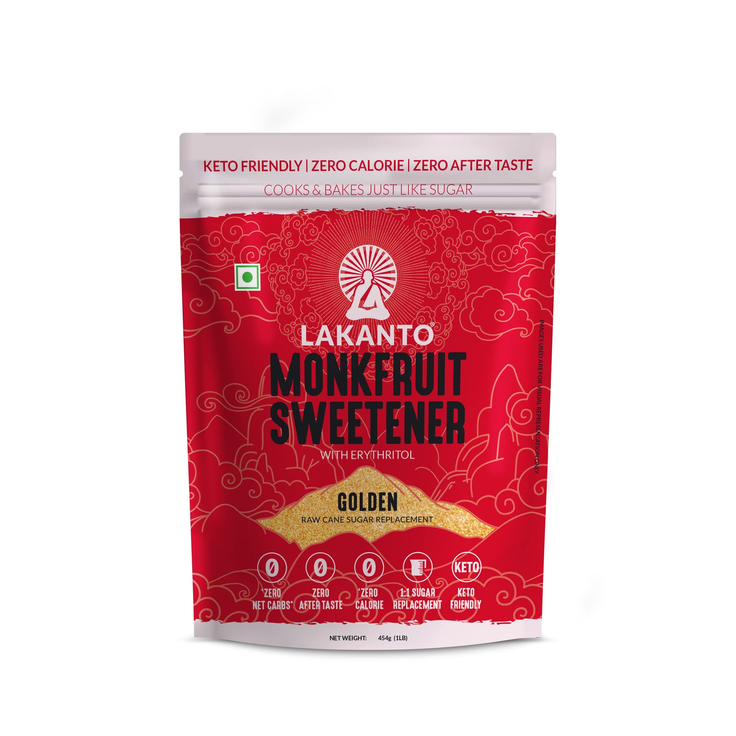 Golden Japanese Monkfruit Sweetener || Brown Sugar Replacement, Zero Calories, Zero Carbs, keto & Diabetic Friendly (Low Glycemic), Natural Sweetener (454 Gram)