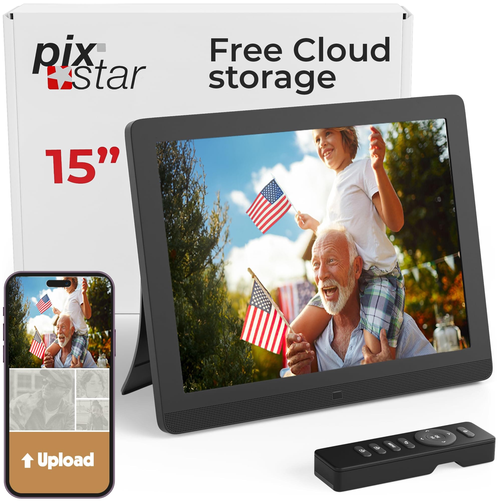 Pix Star 15 Inch Wi-Fi Cloud Digital Photo Frame FotoConnect XD with Email, Online Providers, iPhone & Android app, DLNA and Motion Sensor (Black)