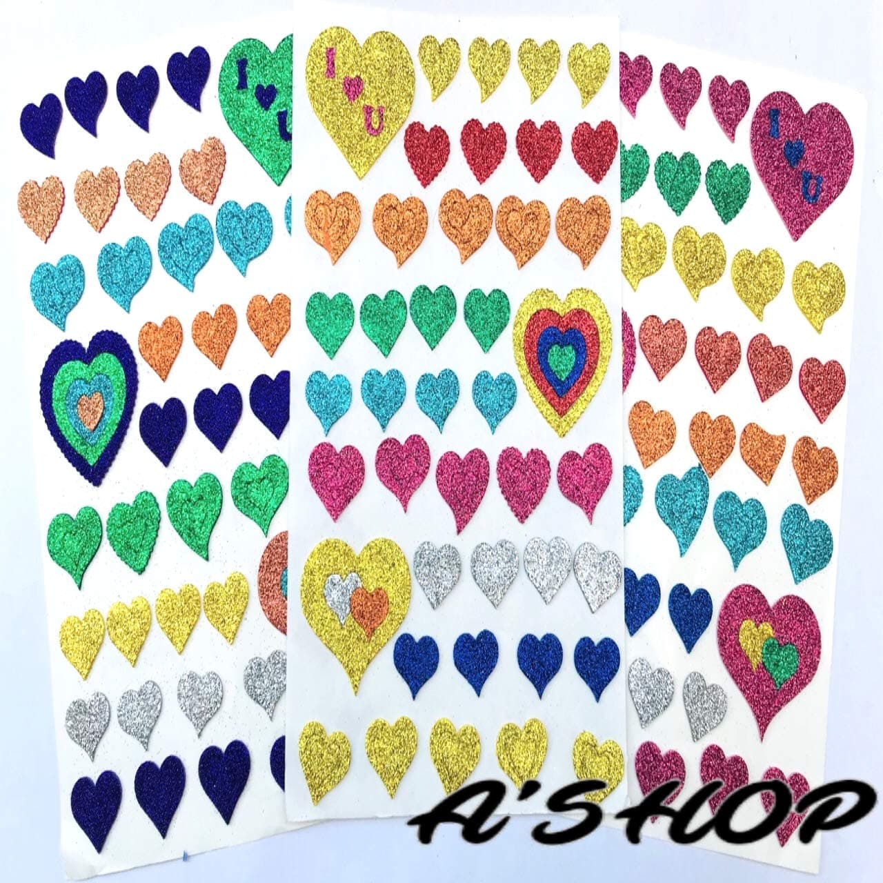 Glitter Foam Self Adhesive Heart Stickers for Art and Craft for Kids (Set of 3 Sheets) (Hearts)