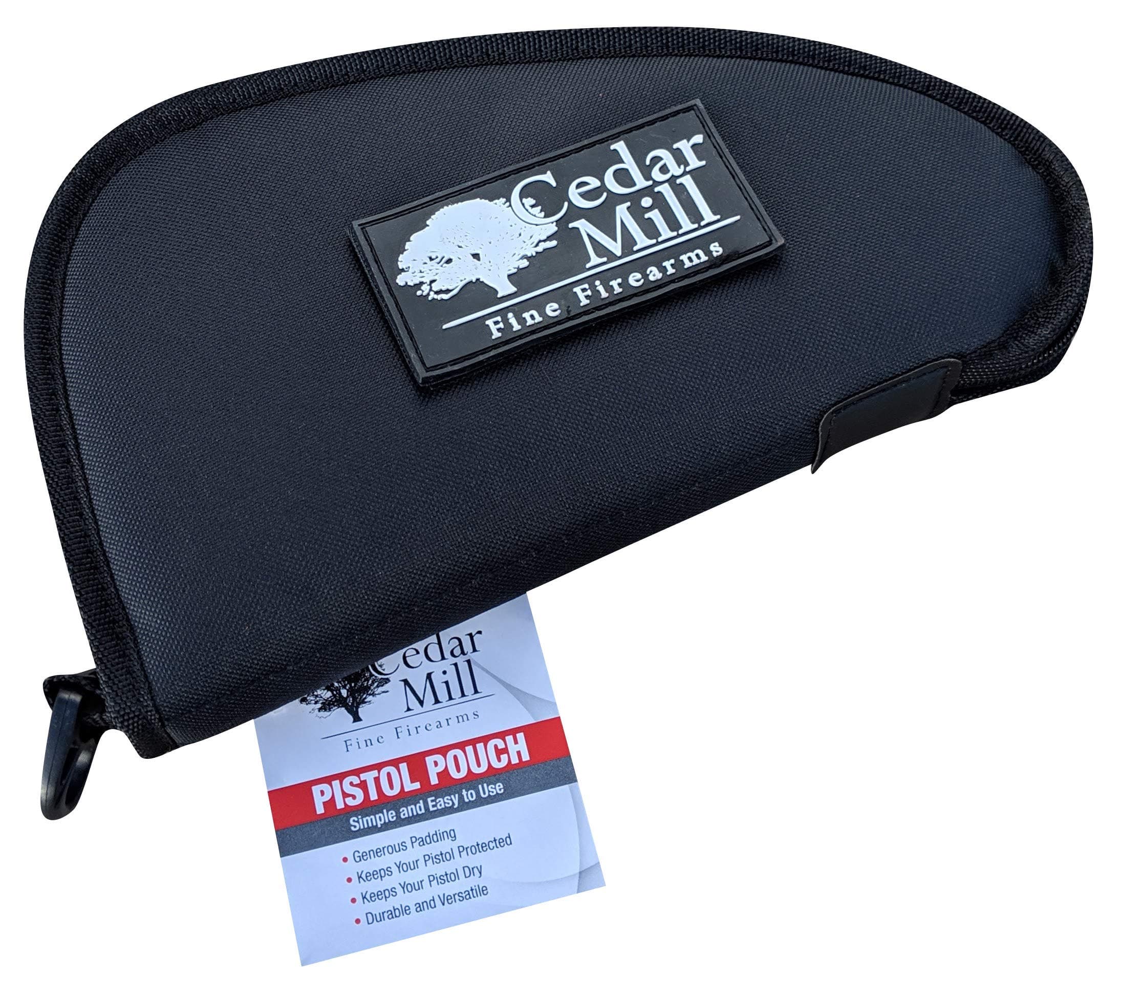 Cedar Mill Fine Firearms Gun Pouch Pistol Case – 9mm Large Carrying Rug w/zipper. Compact, Double-Padded Gun Holsters, Cases & Bags for Pistols and Revolvers w/extra storage