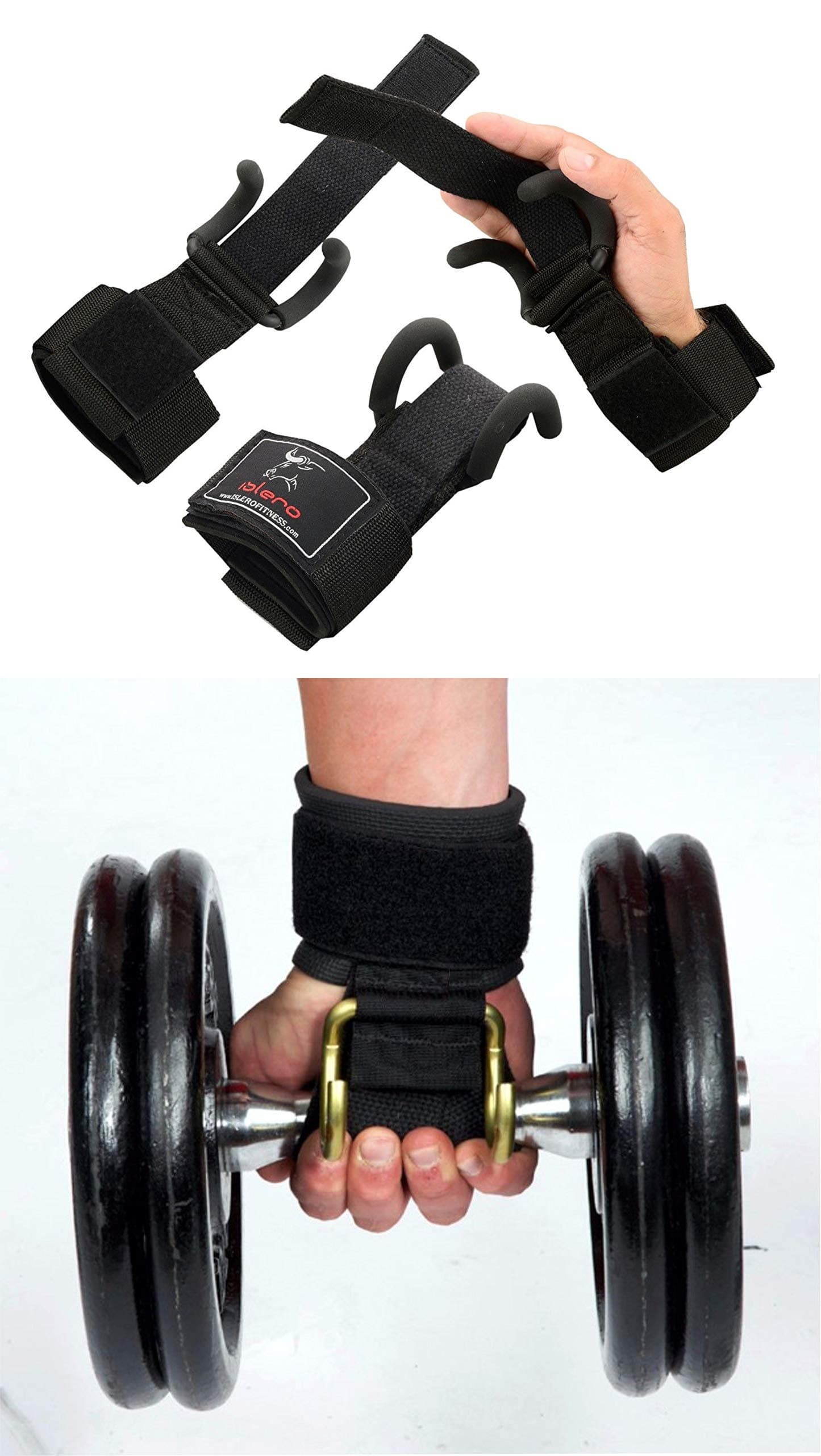 EVO Fitness Weight lifting Metallic Hook Gym Straps Neoprene wrist Support Wraps grips Pair