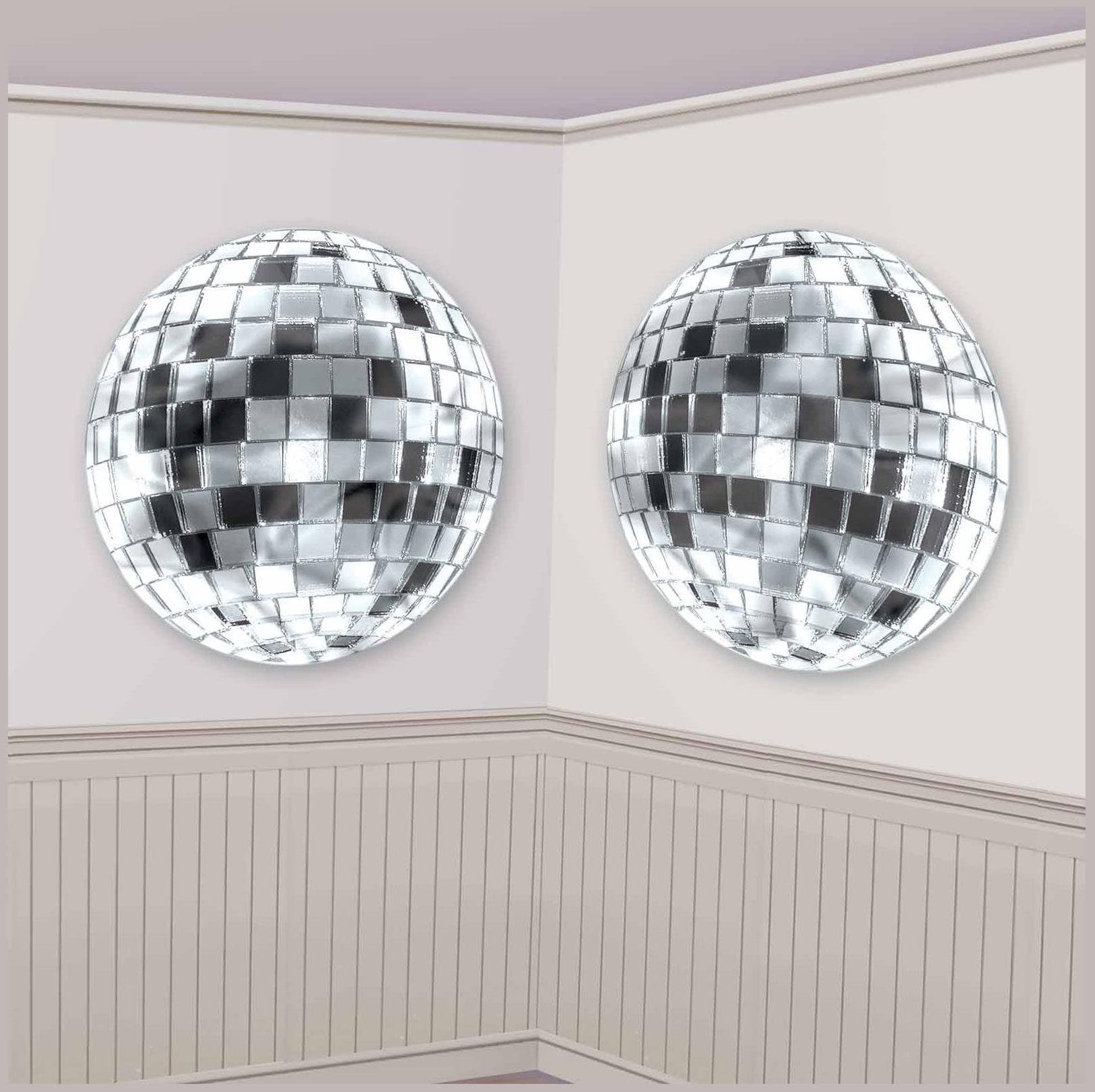 2x Giant Metallic Disco Balls Scene Setters