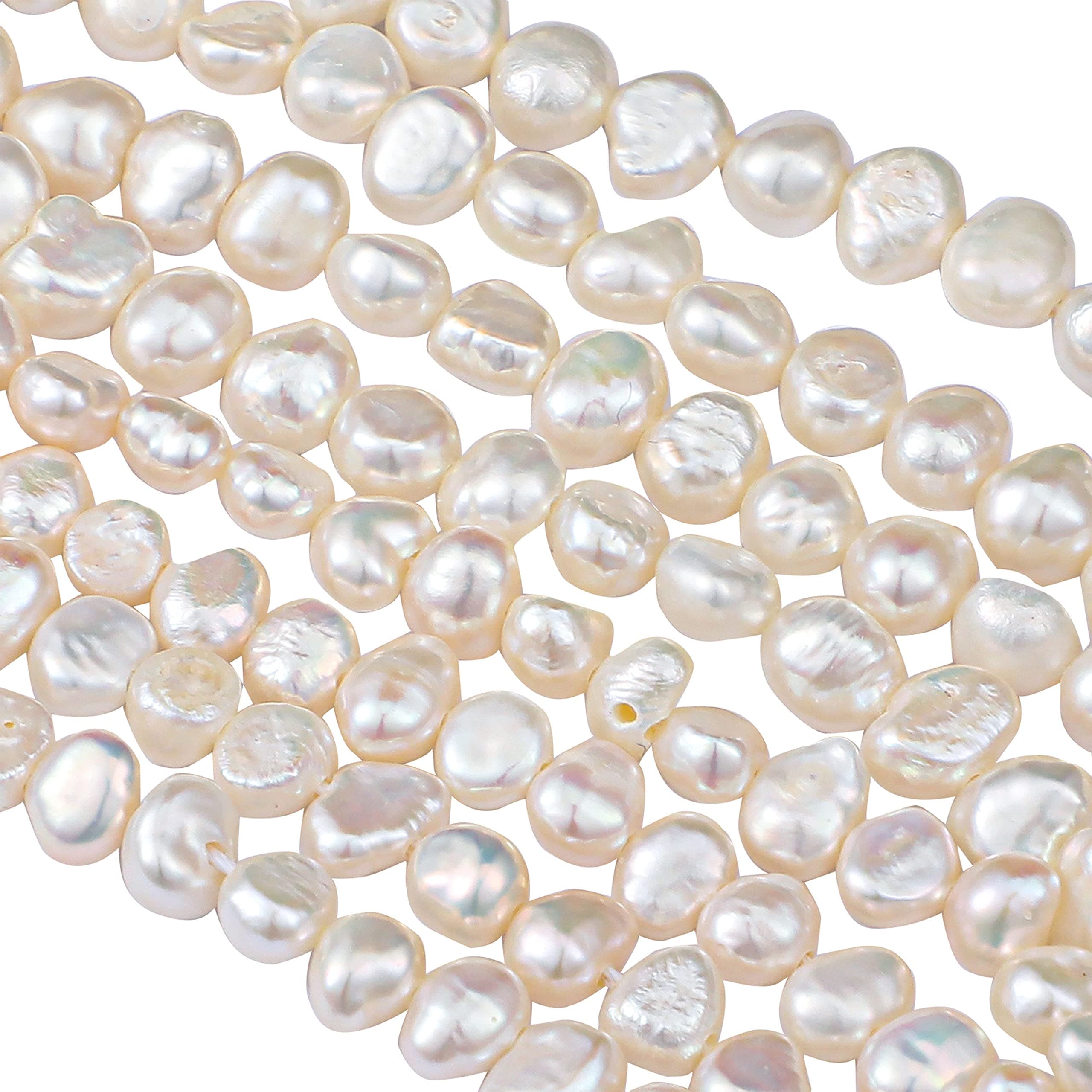 Hicarer 2 Strands Freshwater Pearl Beads Natural Genuine Freshwater Cultured Pearl Irregular Pearl Beads Freshwater Pearl Beads for Jewelry Making (5-6 mm 6-7 mm,White)