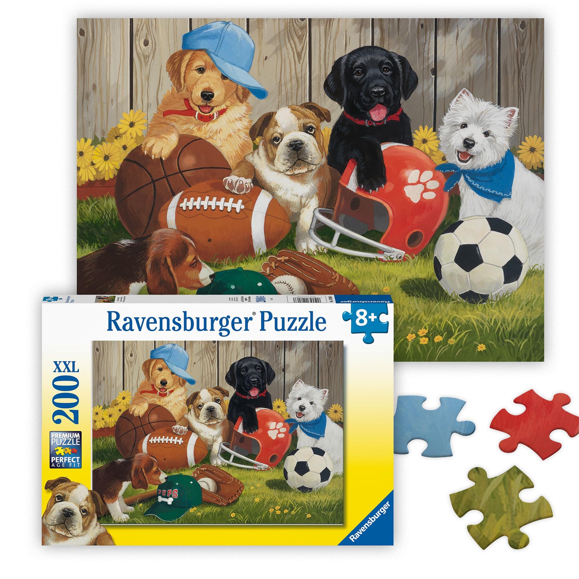 Ravensburger - Let's Play Ball - 200 Piece Jigsaw Puzzle - Exciting, Colorful Imagery of Childhood Favorites - Ball Sports and Dogs - Premium Quality - Ideal Gift - Screen-Free Fun - Children Ages 8+