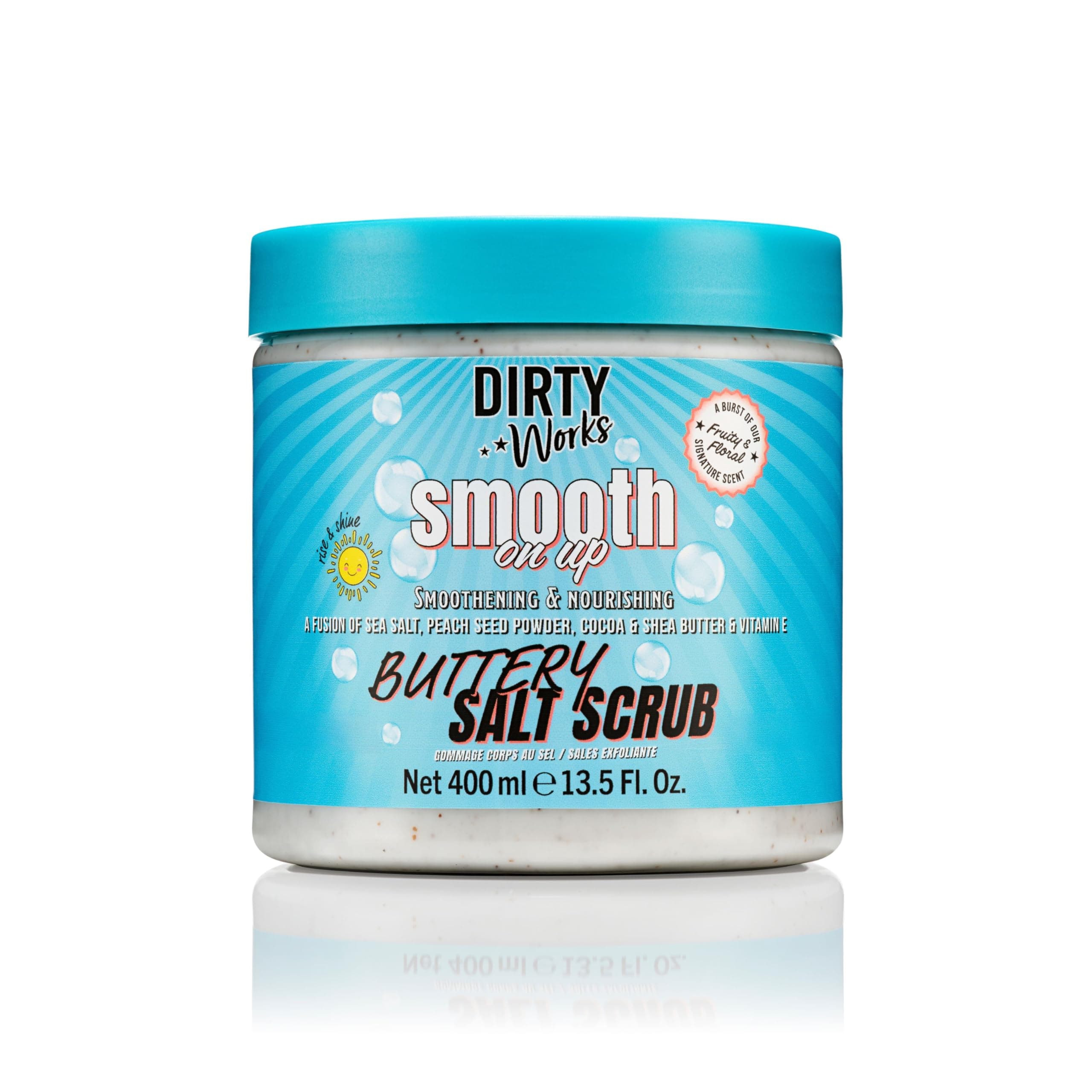 Body Scrub | Smooth On Up Buttery Salt Scrub | Natural Sea Salt Skin Exfoliant with Vitamin E 400ml