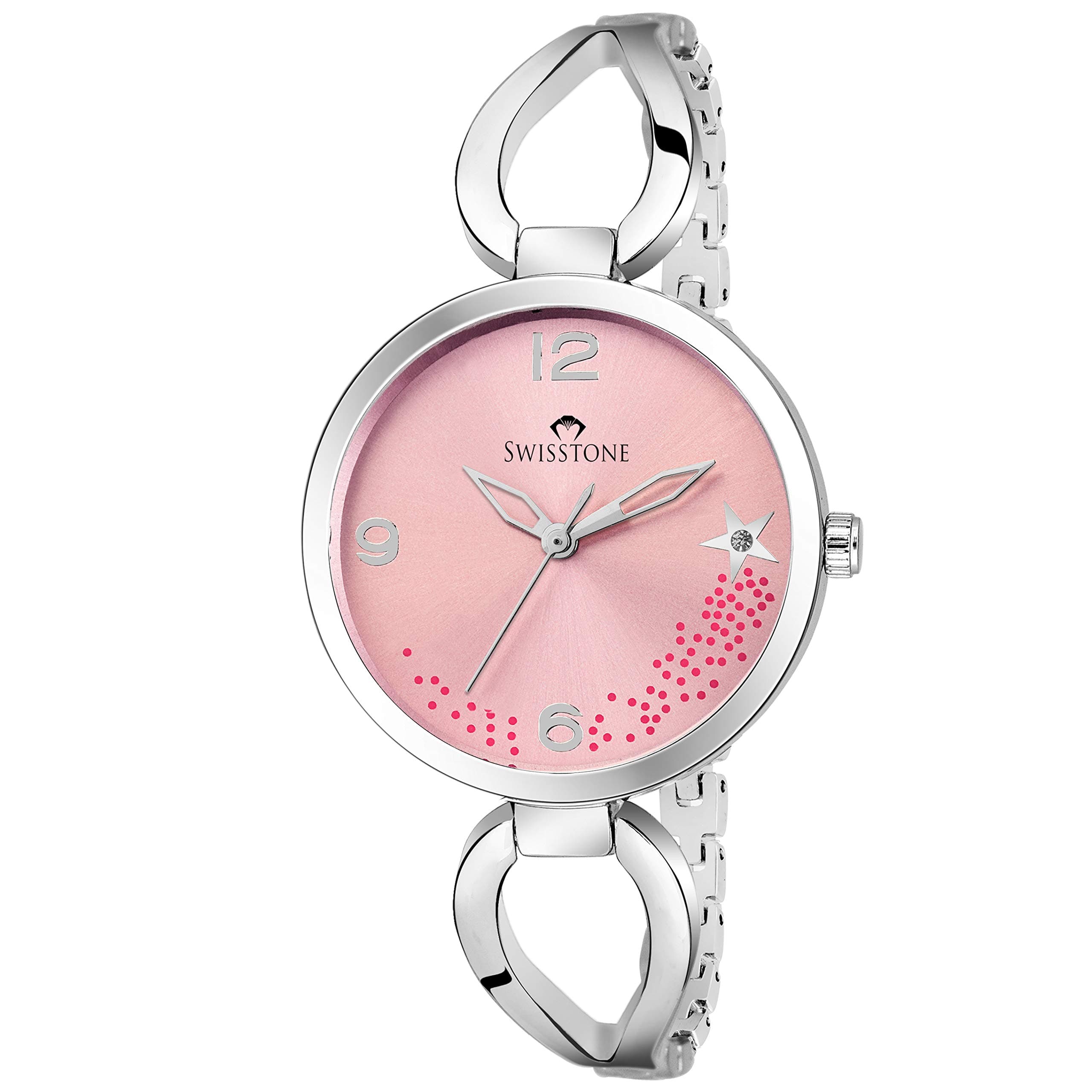 SWISSTONE DZL153 Silver Plated Bracelet Wrist Watch for Women