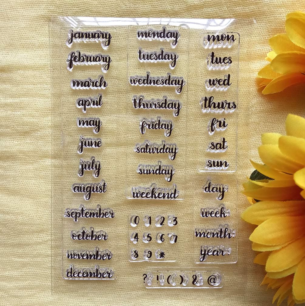 GAOZONGTER Date Month Numbers Punctuation Calendar Clear Stamps for Card Making DIY Scrapbooking Silicone Stamps Transparent Stamps Album Photo Decor