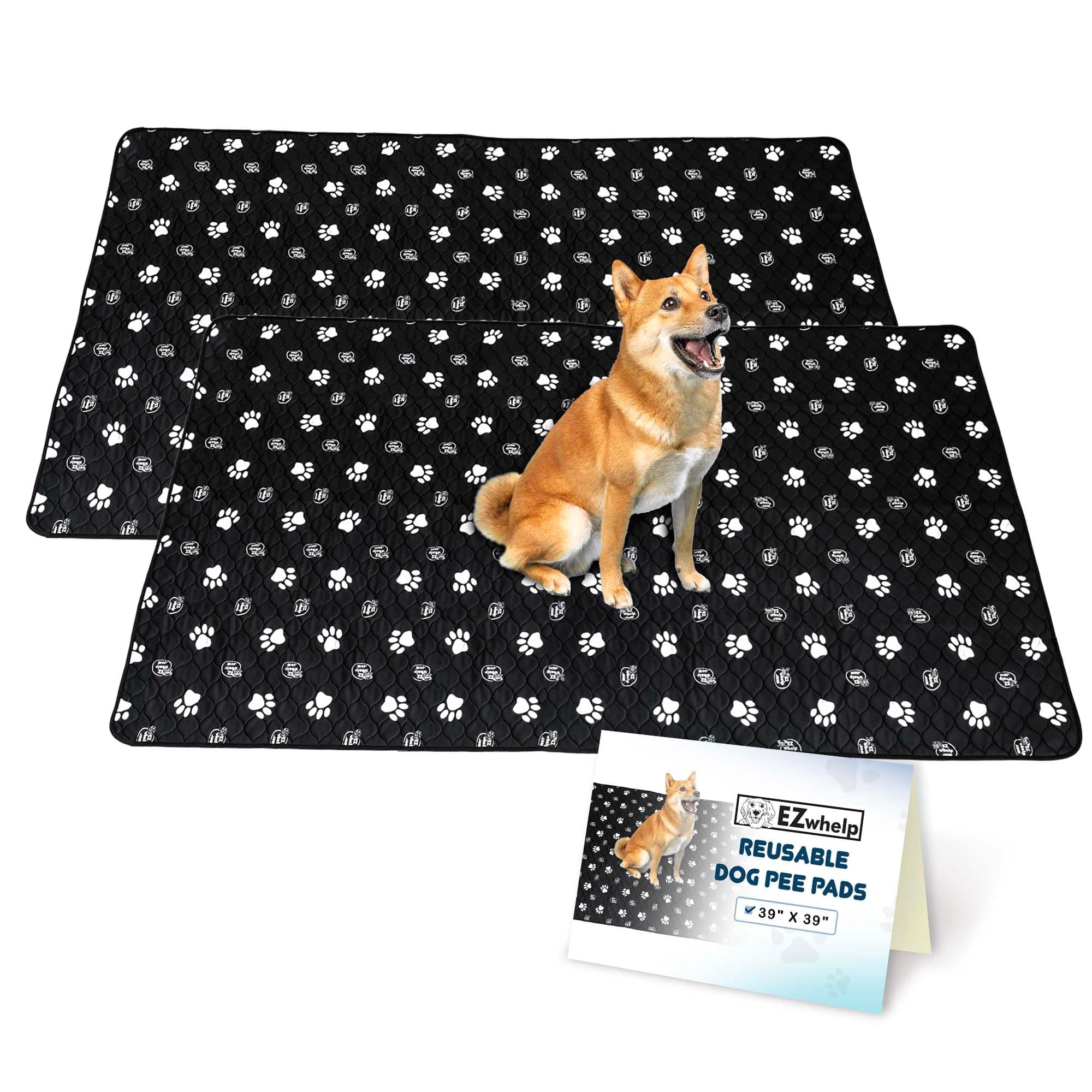 EZwhelp Reusable Dog Pee Pads, Washable Waterproof Mats for Dog Potty Training or Whelping Pads, 39x39 Inch, 2 Pack