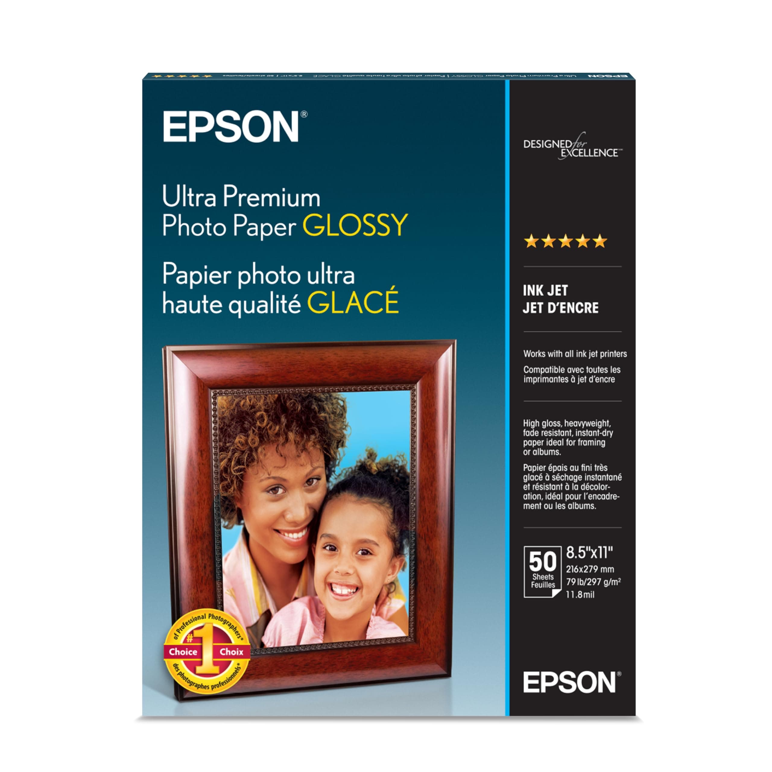 Ultra Premium Photo Paper GLOSSY (8.5x11 Inches, 50 Sheets) (S042175),White