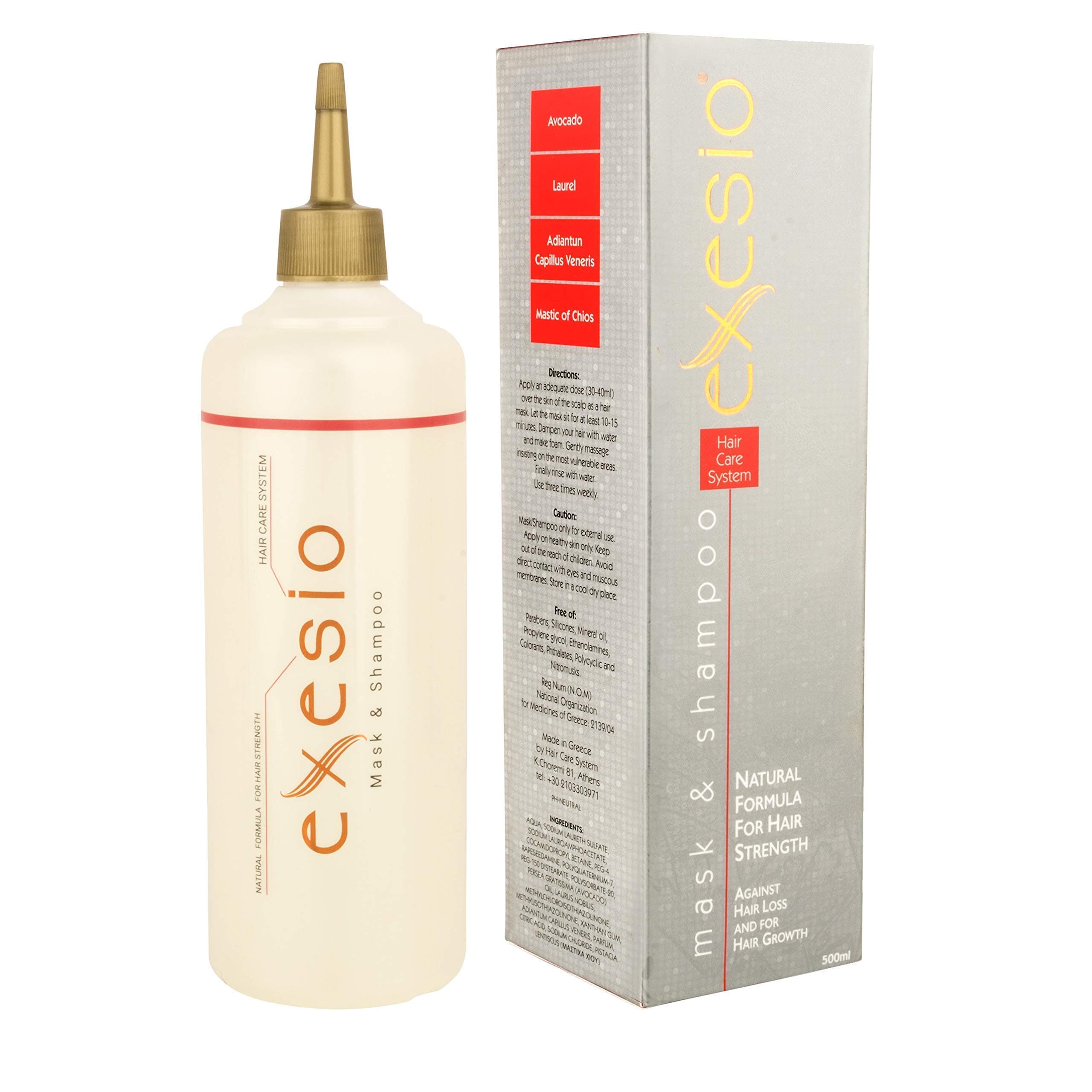 Exesio Hair Loss Shampoo | For Hair Growth & Scalp Problems | Helps With Greasy Hair, Dandruff, Thinning Hair | Silicone & Paraben Free | Natural Ingredients | Clinically Proven | 500ml