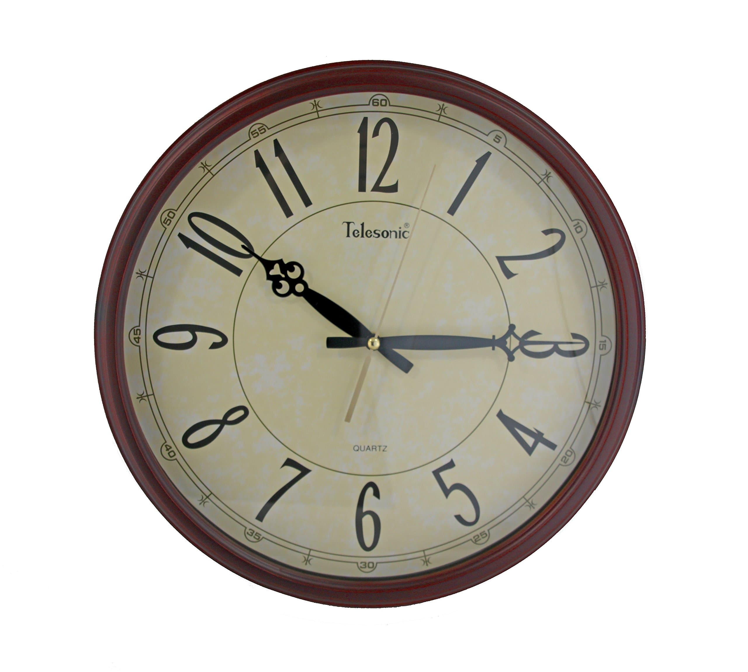 Solid Wood Frame Wall Clock with Quiet Sweep Second Hand - 15"