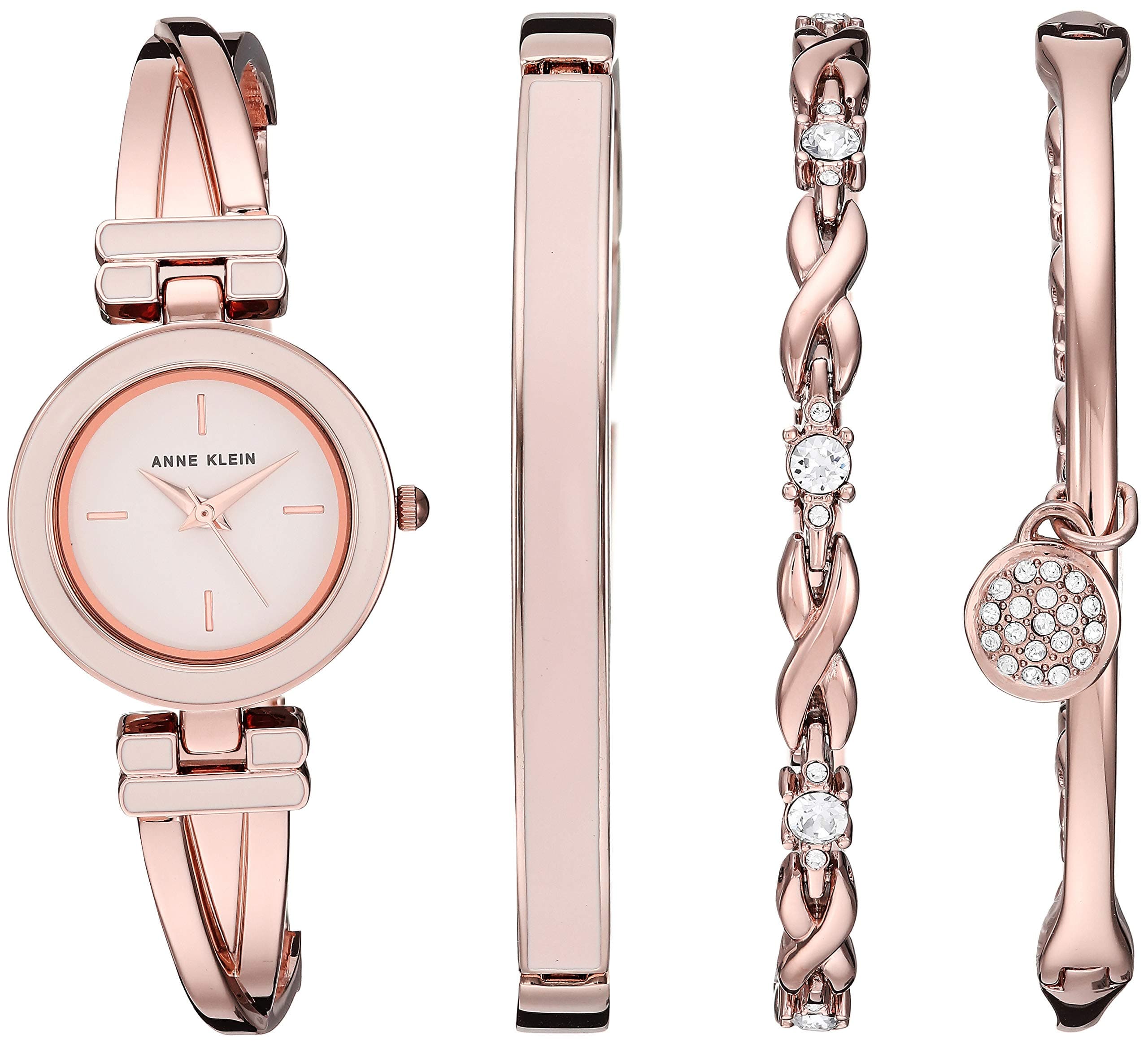 Women's Bangle Watch and Premium Crystal Accented Bracelet Set