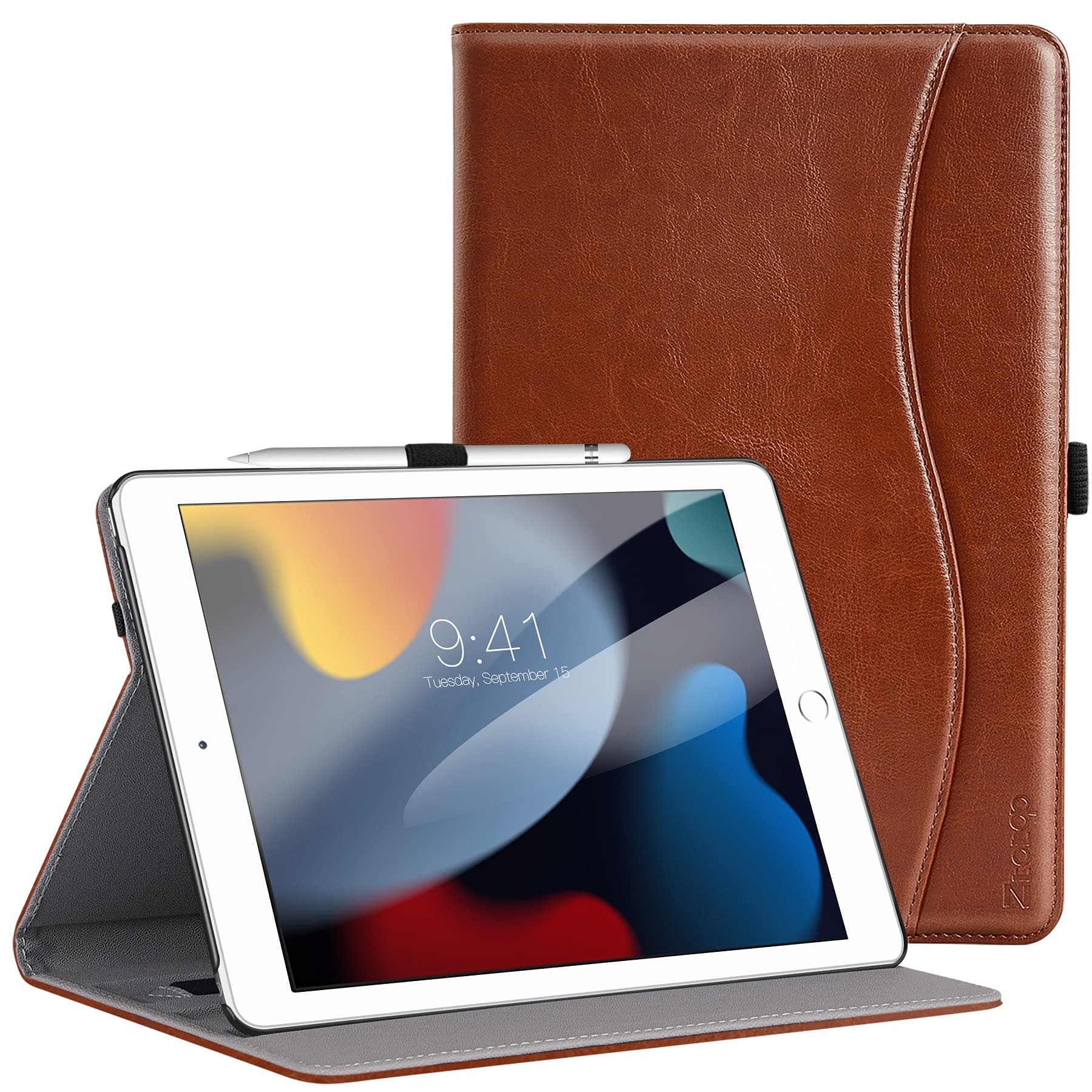 ZtotopCases for New iPad 9th/8th/7th Generation Case 10.2 Inch 2021/2020/2019, Premium PU Leather Folding Stand Cover for iPad 10.2" 9/8/7 Gen, Brown