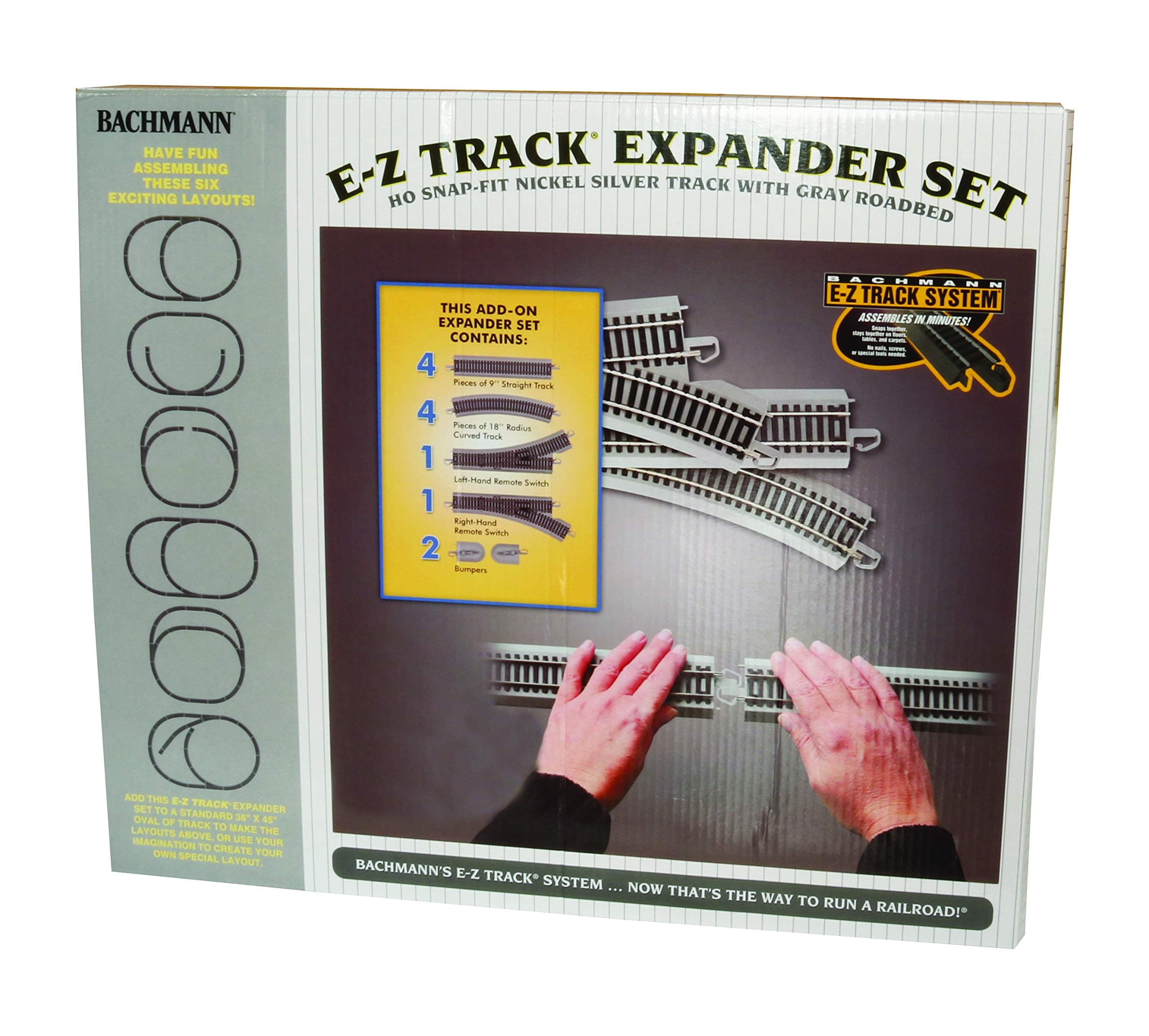 Trains SnapFit EZ TRACK LAYOUT EXPANDER SET NICKEL SILVER Rail With Grey Roadbed HO Scale, Medium