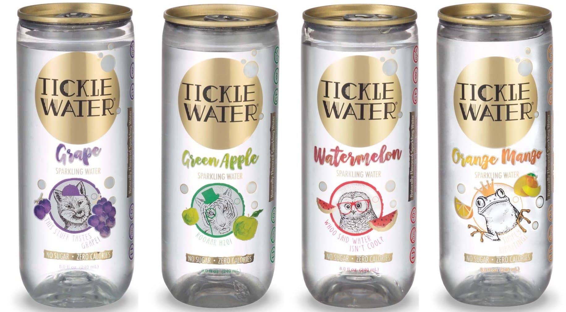 Tickle Water Sparkling Water, Taster’s Variety Pack (8oz Can, 16-Pack), Carbonated Club Soda for Kids, All-Natural Seltzer Water, Sugar-Free, Non-GMO, Zero-Calorie, Kosher and Vegan Fizzy Drink