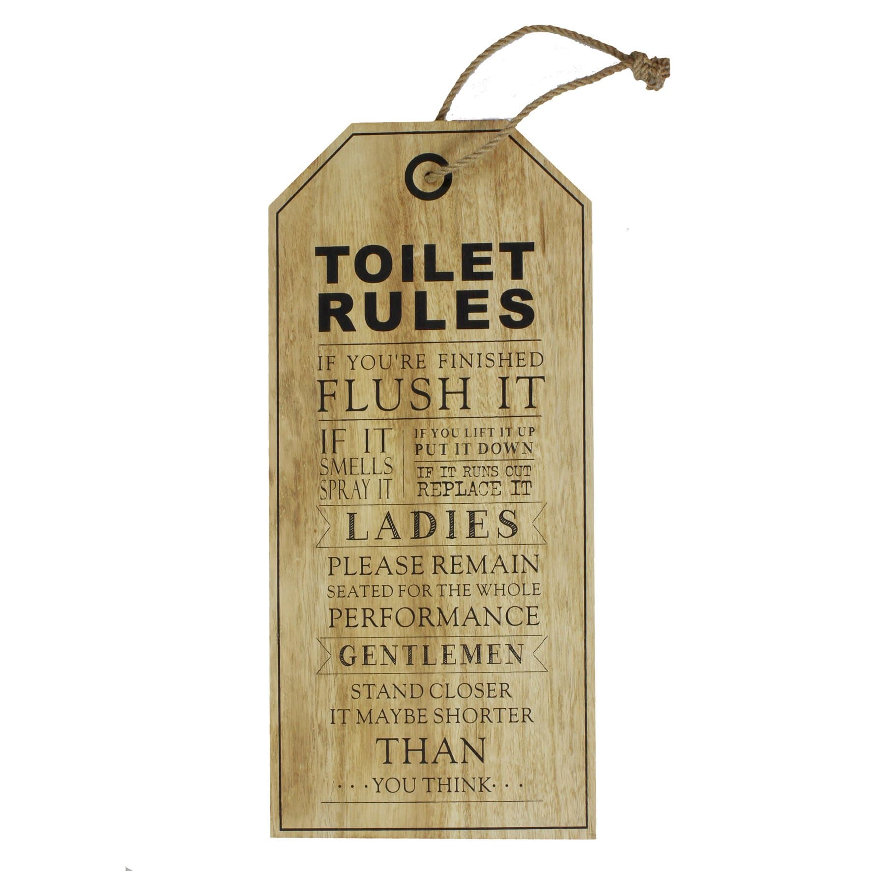 Salvage collection MDF Toilet Rules Hanging Plaque