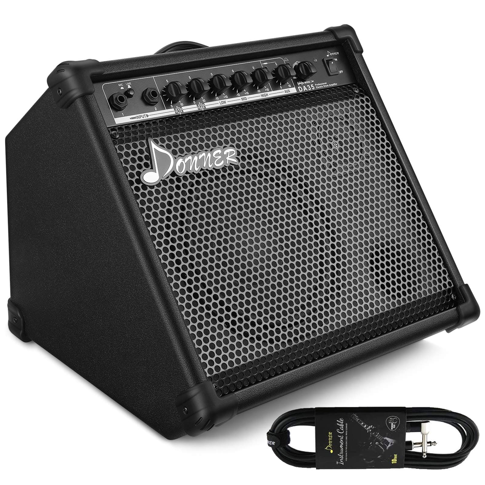 Donner DDA-35 AMP 35-Watt Electronic Drum Amplifier Keyboard Amplifier with Aux in and Wireless audio connection, Drum/Keyboard/MIC 3 in 1 Amplifier with 3-Band EQ and DI OUT