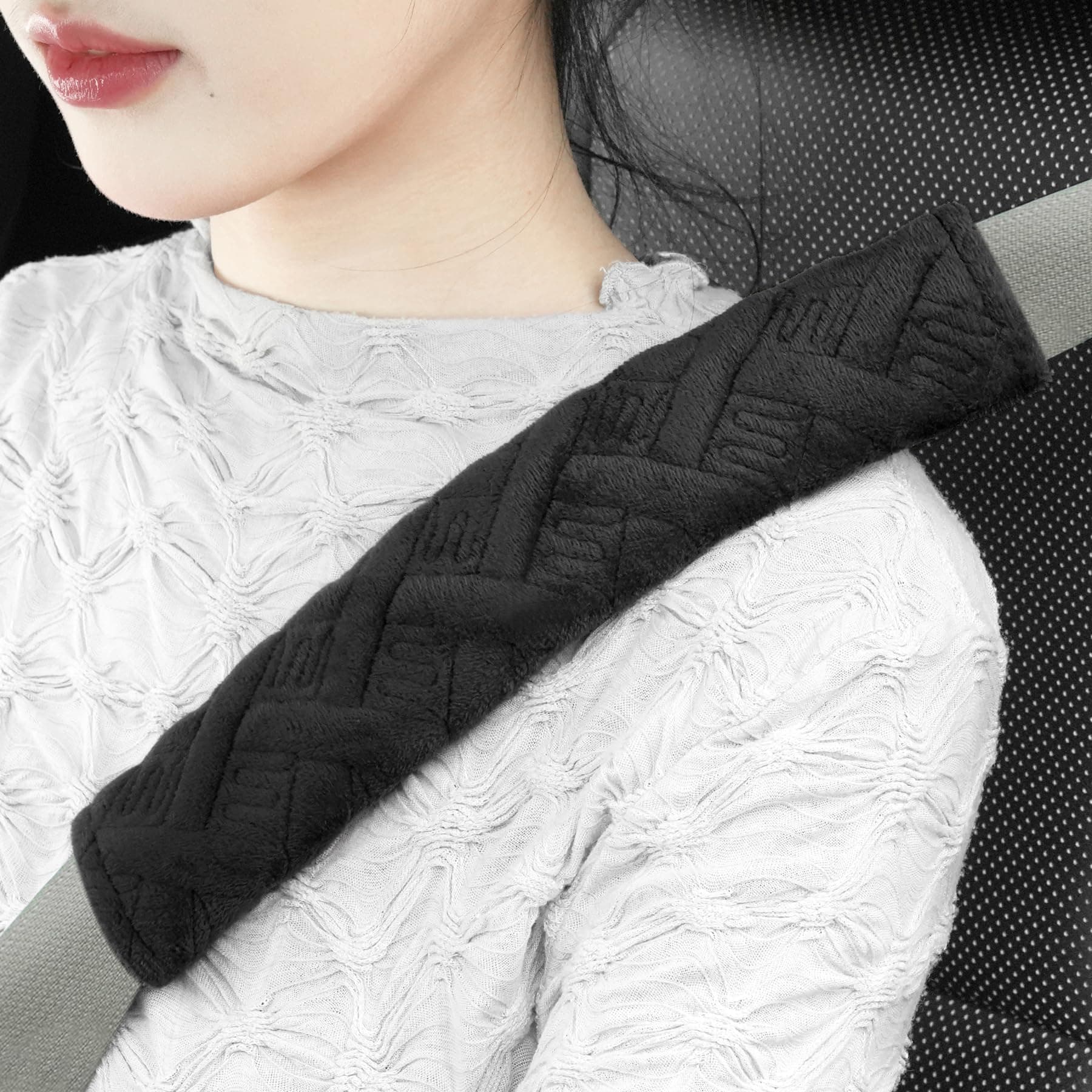 2-Pack Universal Car Seat Belt Pads Cover for A More Comfortable Driving, Seat Belt Shoulder Strap Covers Harness Pad for Car Interior Accessories(Black)