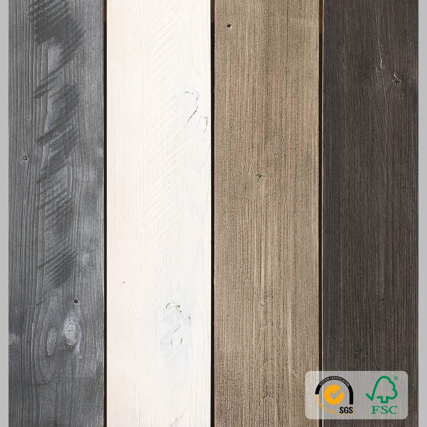 Reclaimed Peel and Stick Wood Planks for Walls, Accent Wall Panels Weathered Rustic Interior Decor (Sample Pack, Mix 1-4in1)