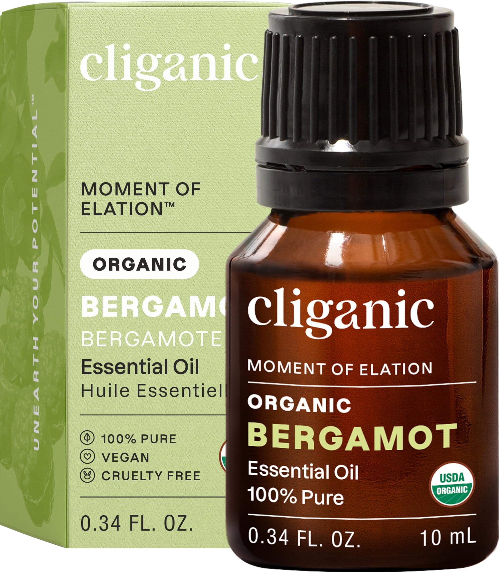Cliganic Organic Bergamot Essential Oil, 100% Pure Natural for Aromatherapy | Non-GMO Verified