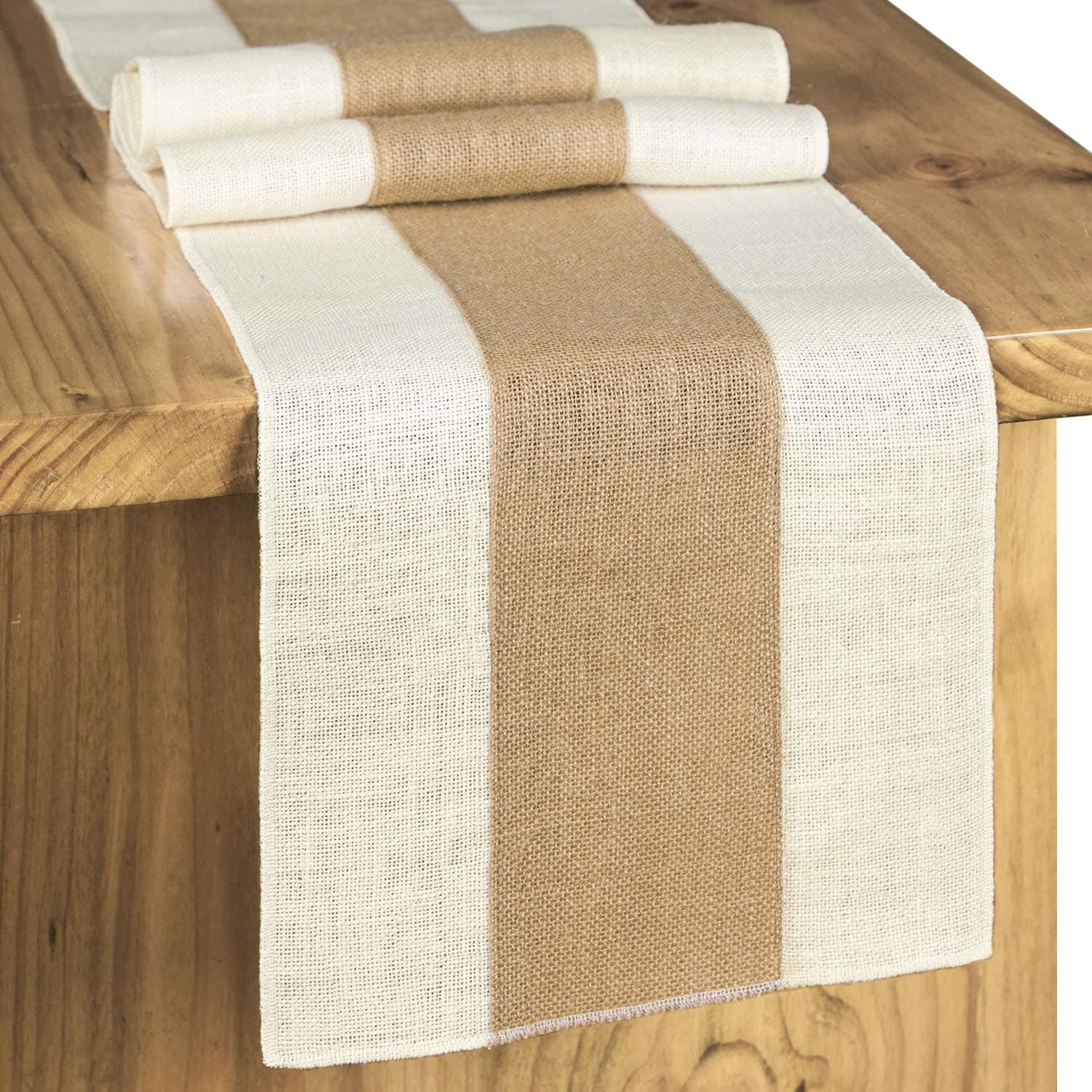 Letjolt Burlap Table Runner 72 Inches Long Farmhouse Table Runner Jute Runner Woven Fabric, Light Colour Edge