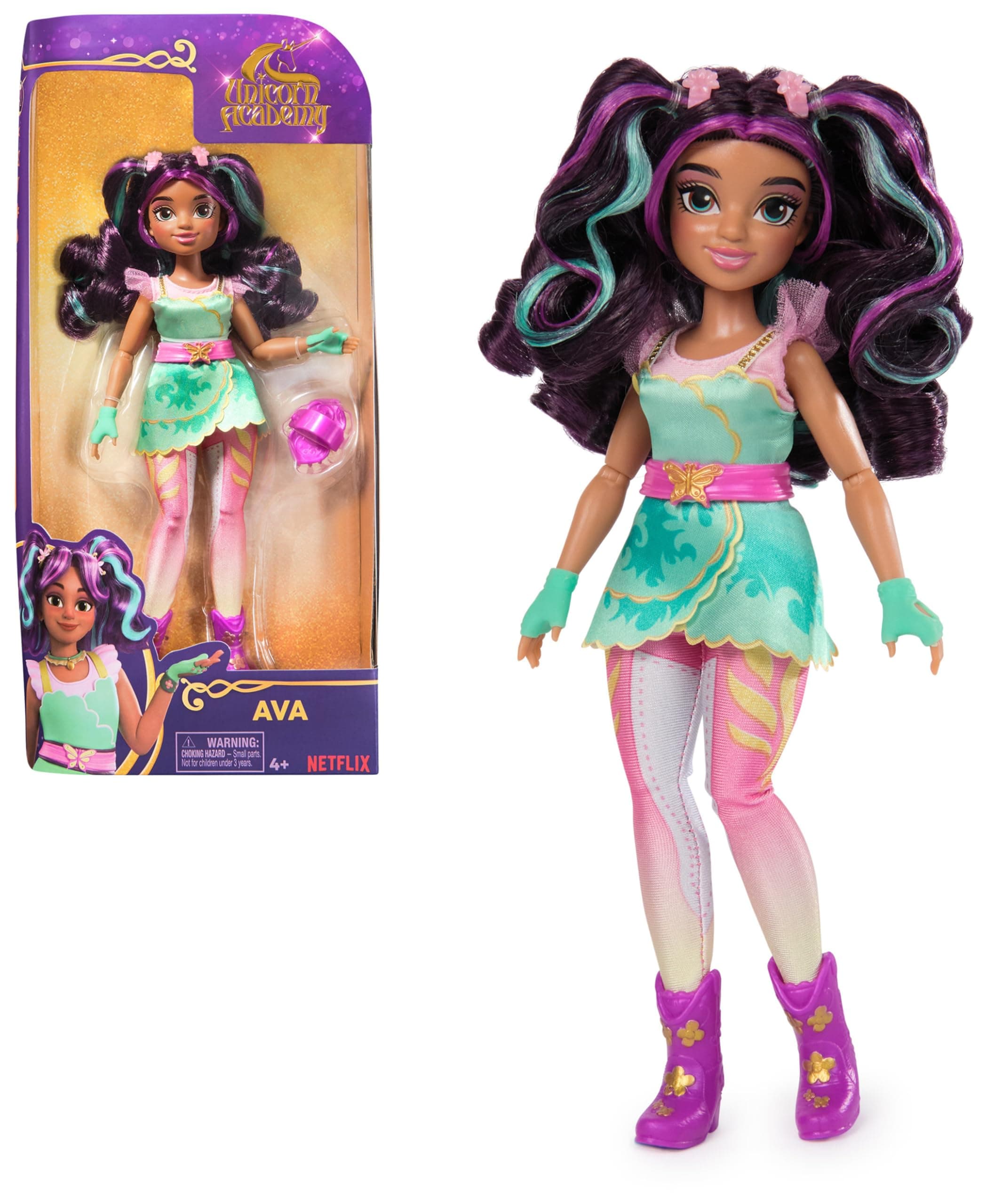 Unicorn Academy, Ava Doll with Highlighted Hair, 7 Fashion Accessories and Hair Styling Tool, 24.1cm, Dolls and Unicorn Toys for Girls Aged 4 and up