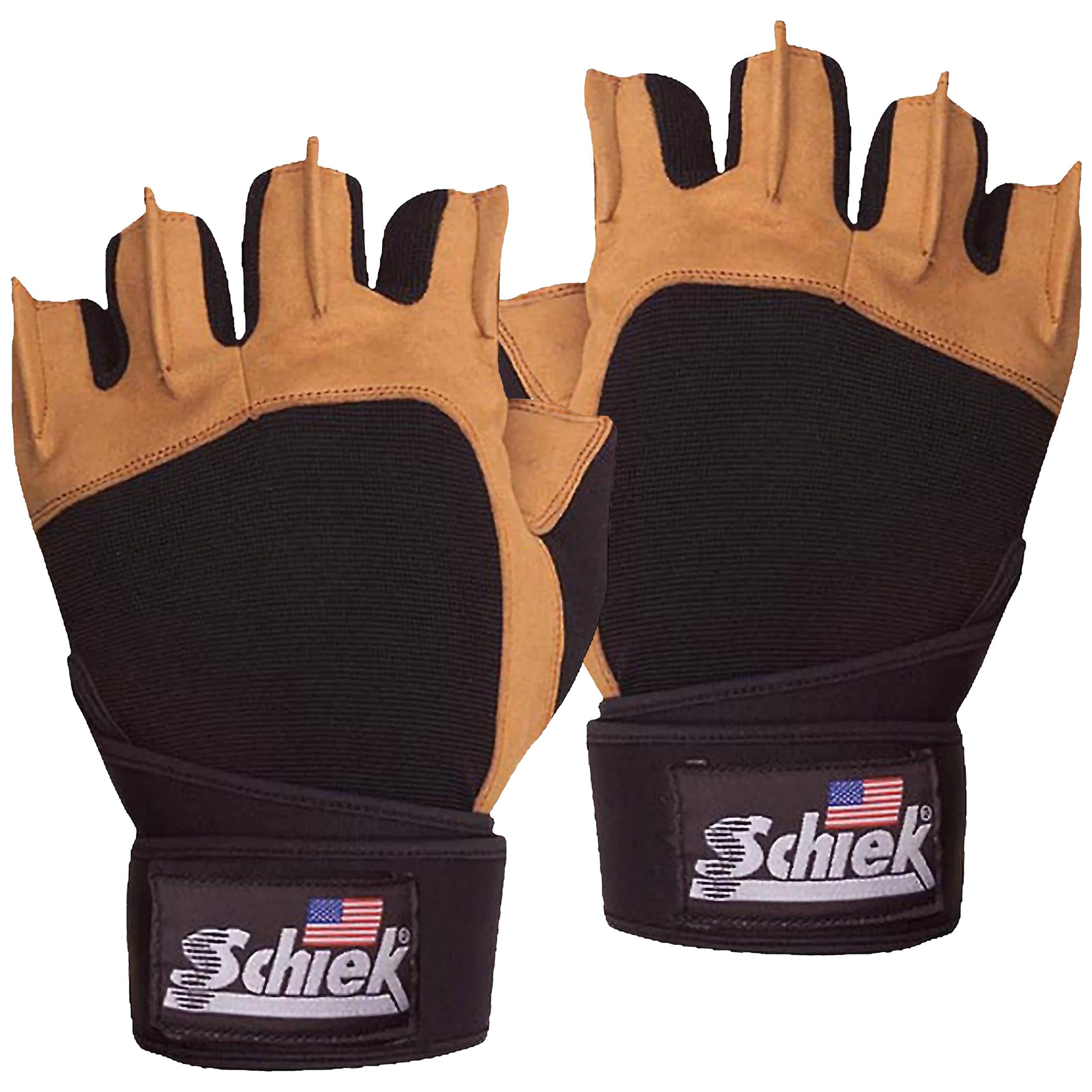 Schiek Sports Model 425 Power Series Weight Lifting Gloves - Leather Gym Gloves with Padded Palms