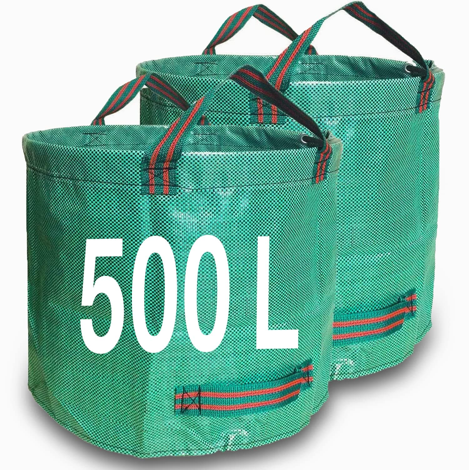 Garden Waste Bags 500L x 2 Heavy Duty Bin Bags, Reusable Garden Sacks with Handles, Ideal for Collecting Yard Waste, Plant waste grass and Leaves (500L)