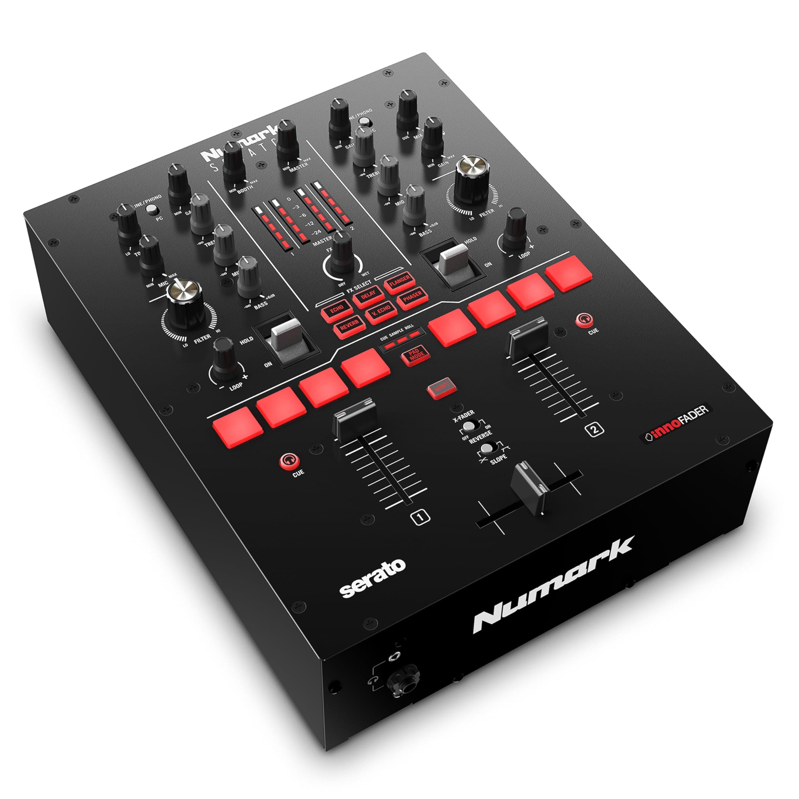 Numark Scratch Two-Channel DJ Scratch Mixer for Serato DJ Pro (Included) With Innofader Crossfader, DVS License, 6 Direct Access Effect Selectors, Performance pads and 24-Bit Sound Quality