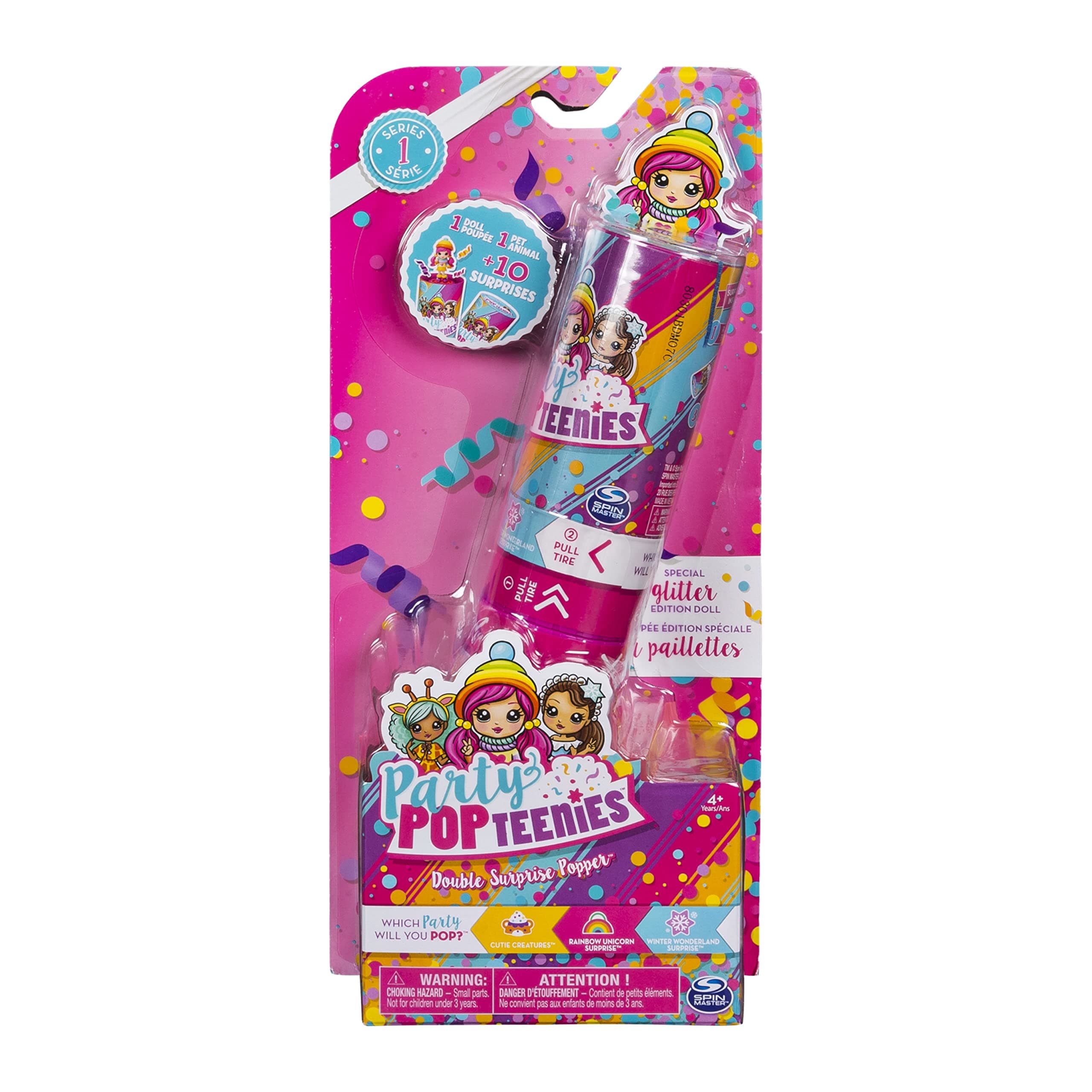 Party Popteenies - Double Surprise Popper, with Confetti, Collectible Mini Doll and Accessories, for Ages 4 and Up (Styles May Vary)