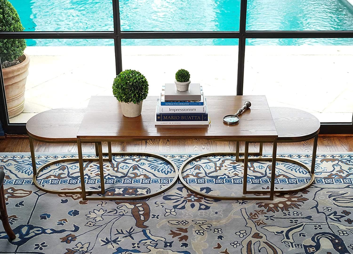 Posh Pollen Lincoln 3 Piece Coffee and Side Table Set - Walnut