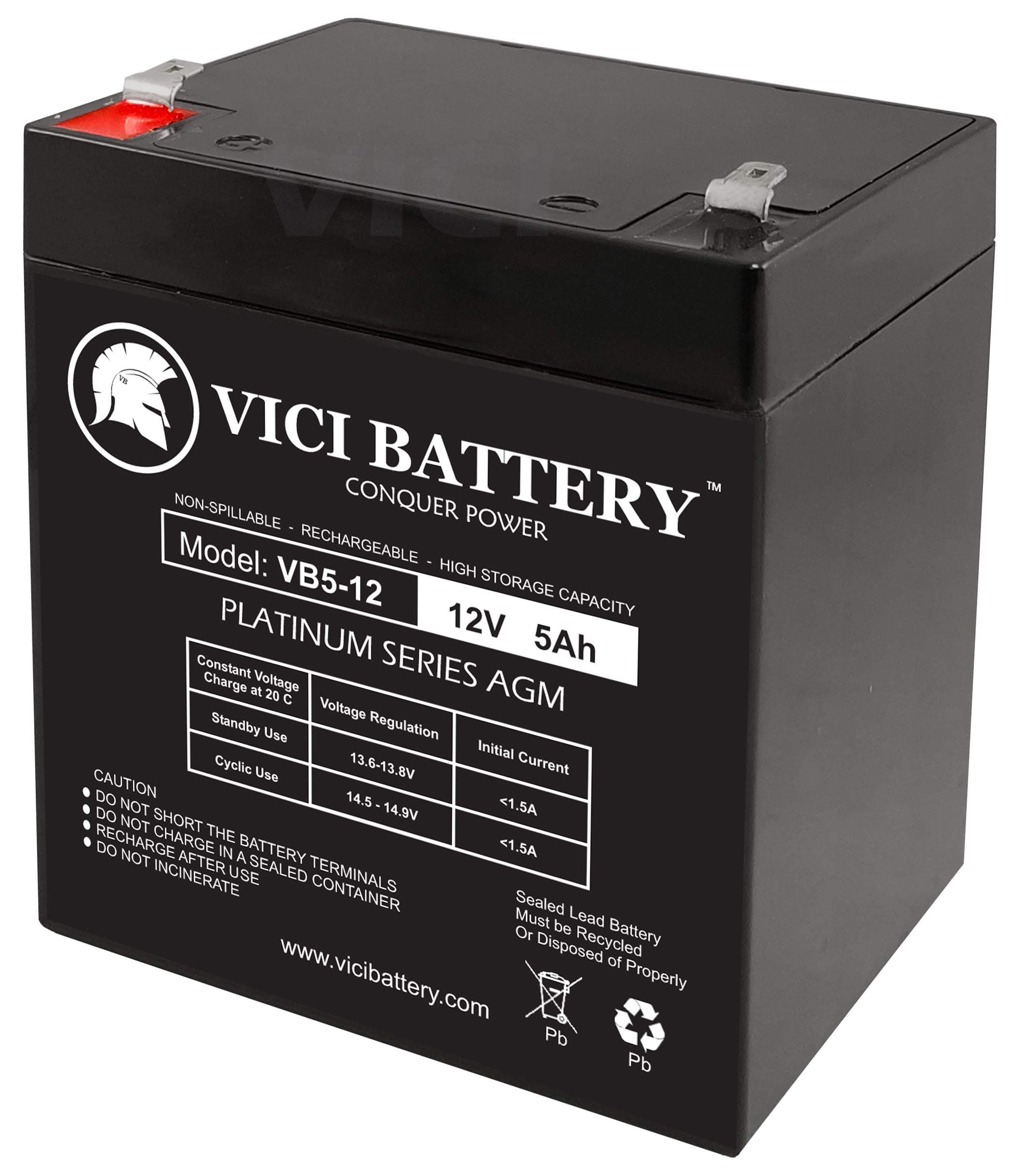 Vici Battery VB5-12 - 12V 5AH UPS Battery Replaces Vision CP1250, CP 1250 Brand Product