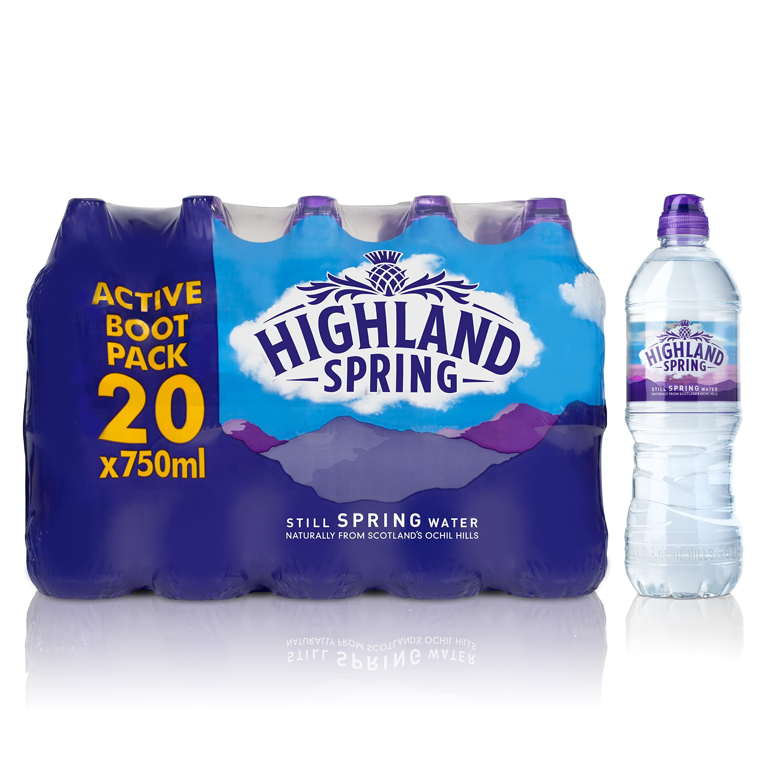 Highland Spring Still Spring Water, 20 x 750ml Sports