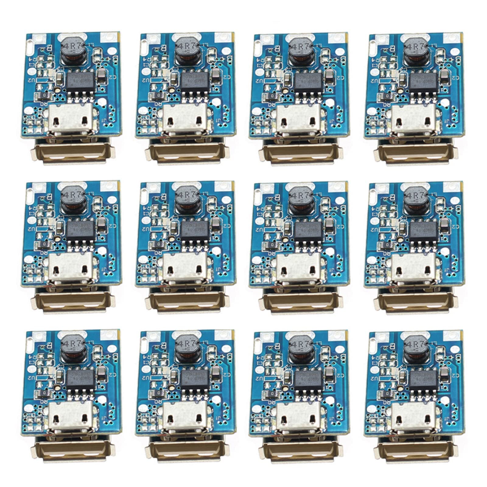 12Pcs 5V Boost Step Up Step-up Transformers Power Supply Module Lithium Battery Charge Protection Board for DIY Charger,with LED Display,USB and Micro Port