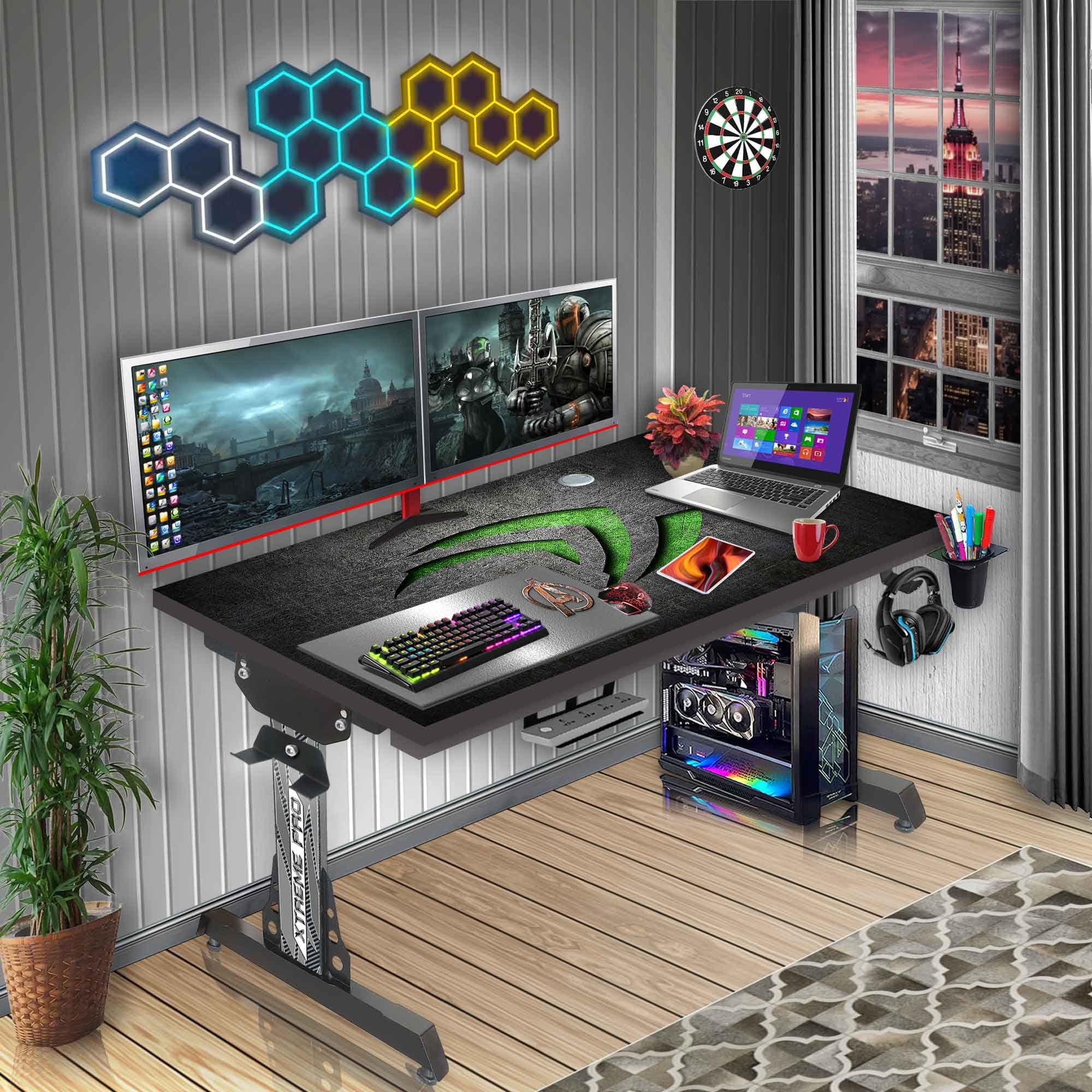 Xtreme PRO Direct Theme Printed Computer Table for Gaming, Work & Study. Large for PC, Dual Monitors, iMac, and Laptops. Metal & Engineered Wood. Black Stand Desk, 4Ft x 2Ft (XPB425-CT-194)