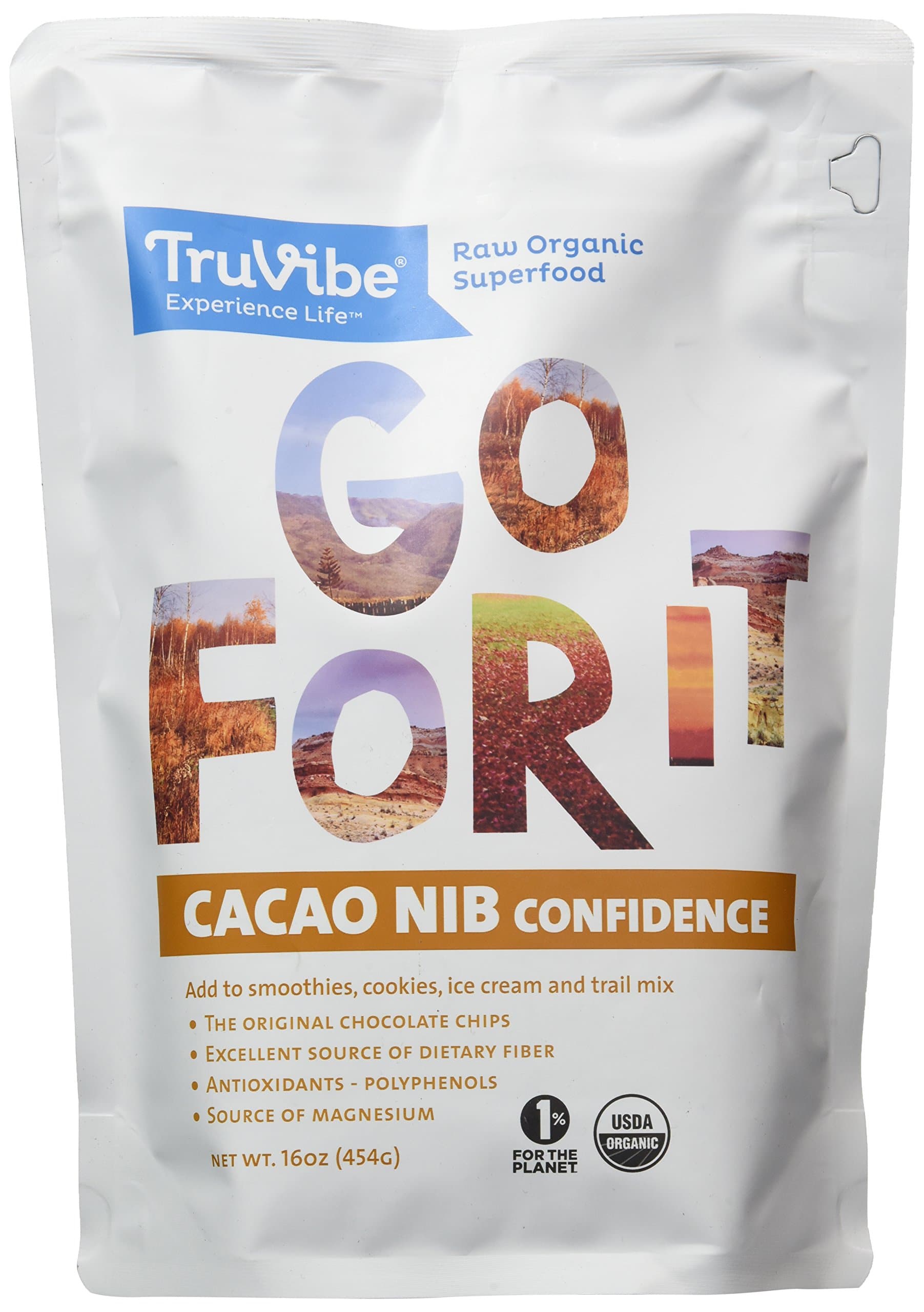 TruVibe 100% Organic Raw Cacao Nibs, 1 lbs (16 Ounce)
