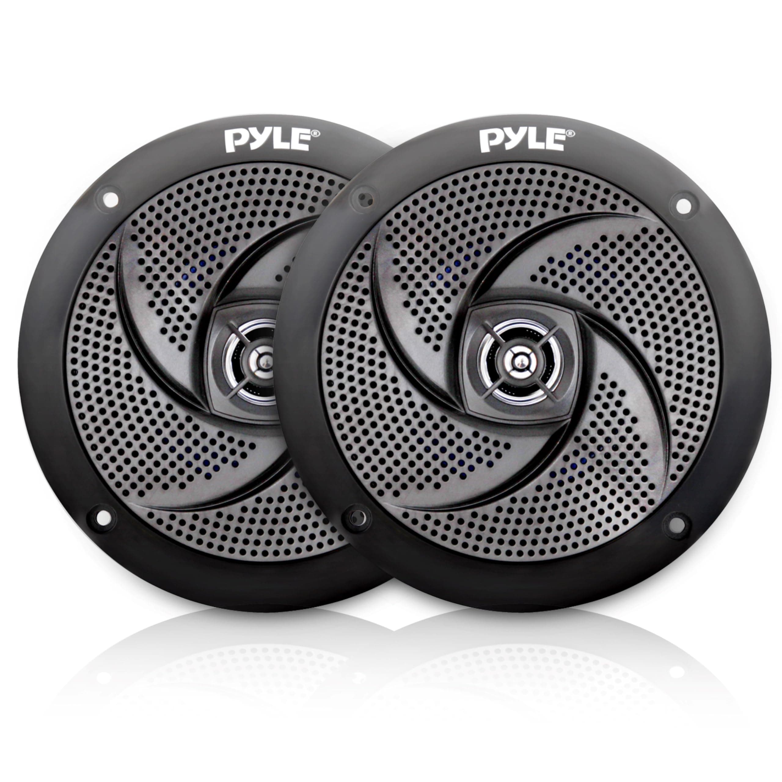 Low-Profile Waterproof Marine Speakers - 240W 6.5 Inch 2 Way 1 Pair Slim Style Waterproof and Weather Resistant Outdoor Audio Stereo Sound System, for Boat, Off-Road Vehicles - Pyle (Black)