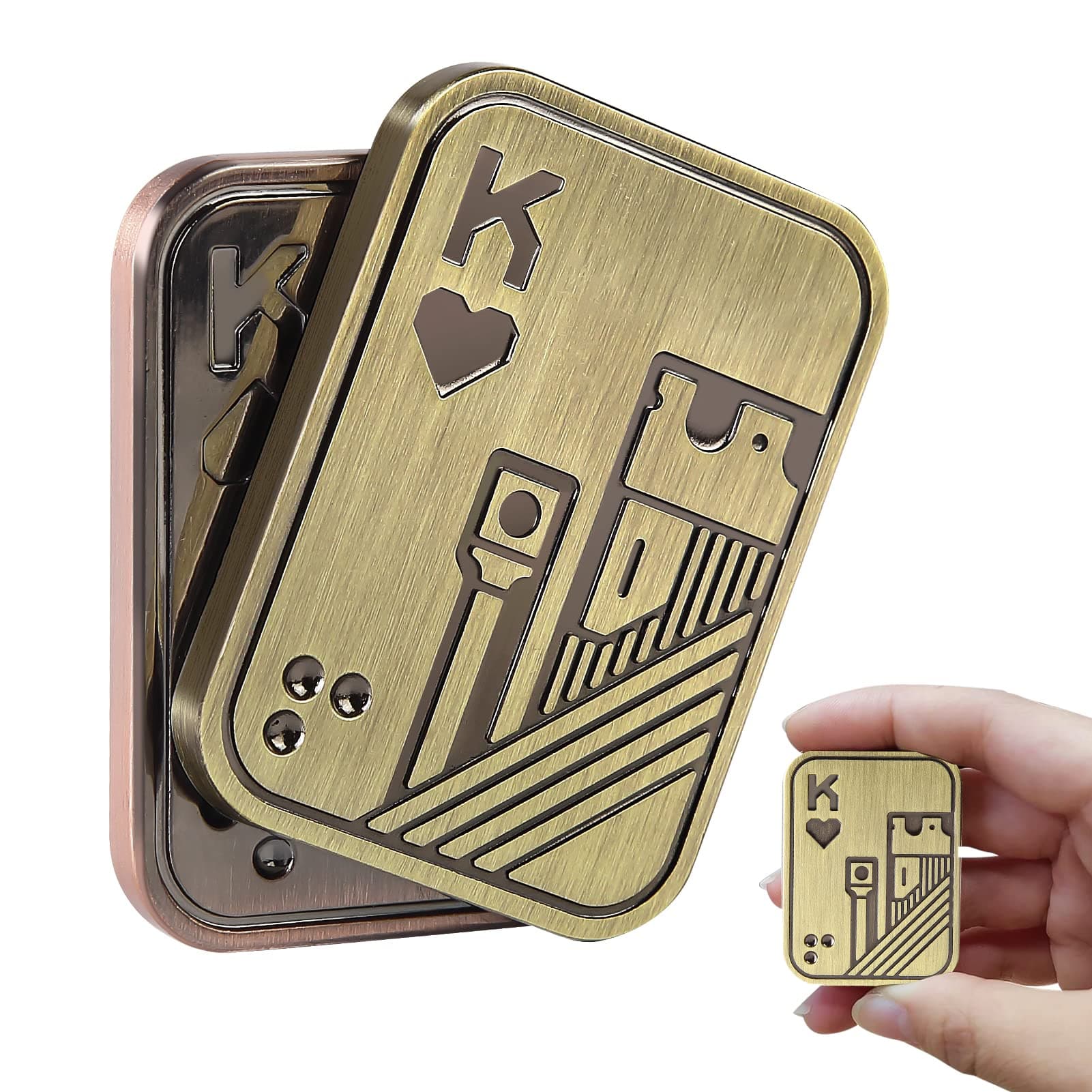 Metal Fidget Toys, EDC Fidget Slider, Poker Push Card, Cool Office Toy for Men, Anxiety Autism ADHD Gifts for Adults Teens, Valentine's Day Gift