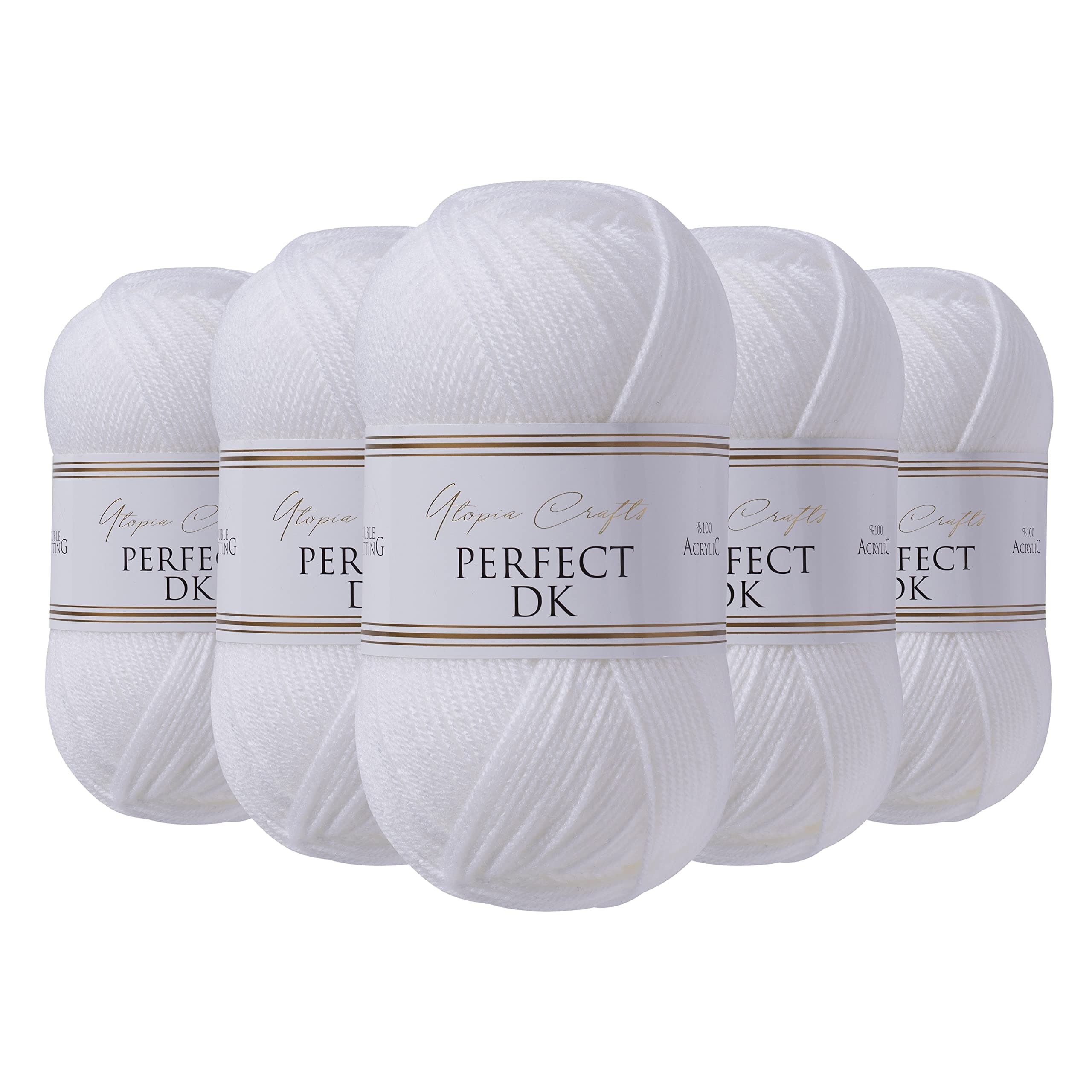 DK Double Knitting Yarn, 5X 100g (White)