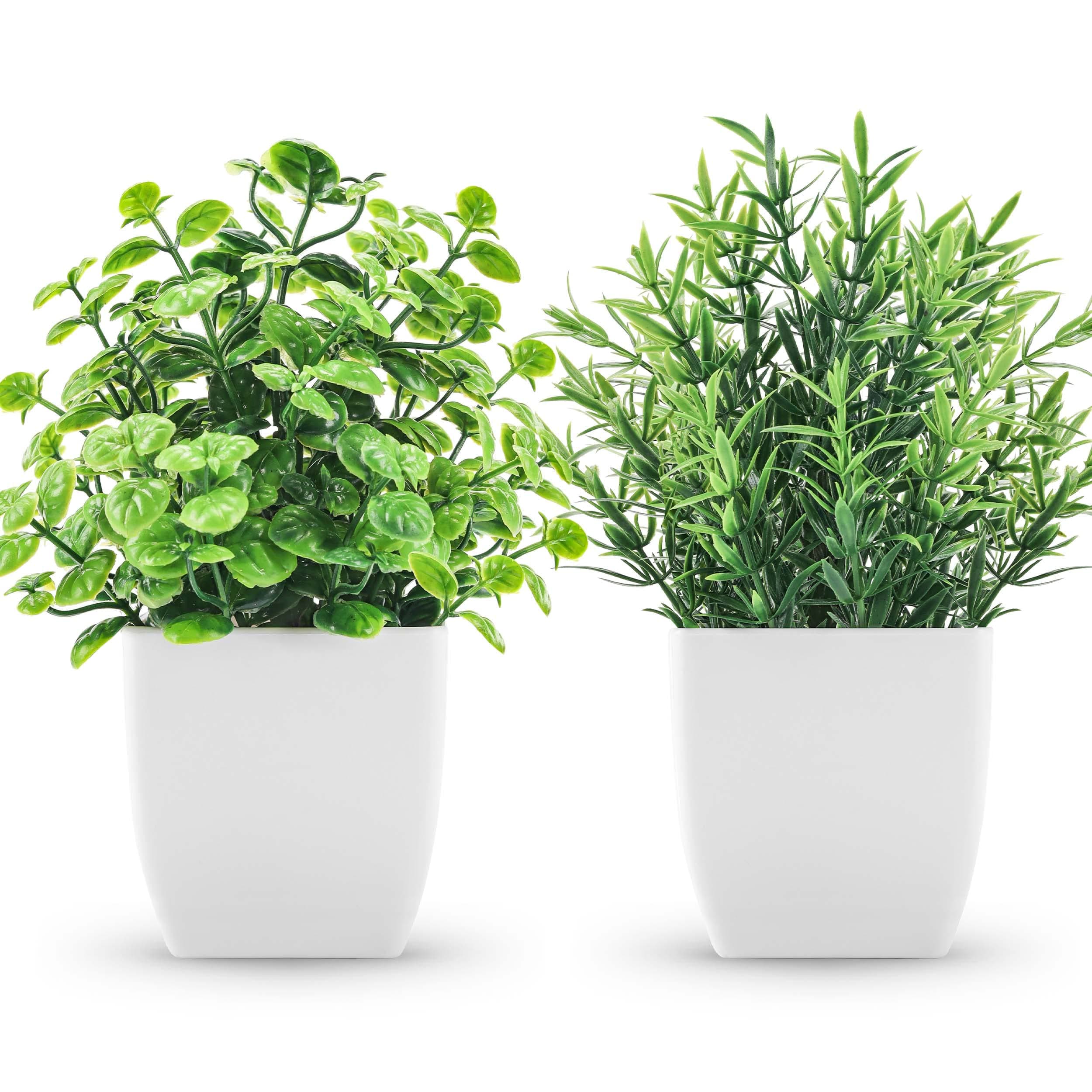 2 Pack Fake Plants Small Artificial Greenery Faux Plants Indoor for Home Farmhouse Bathroom Shelf Decor