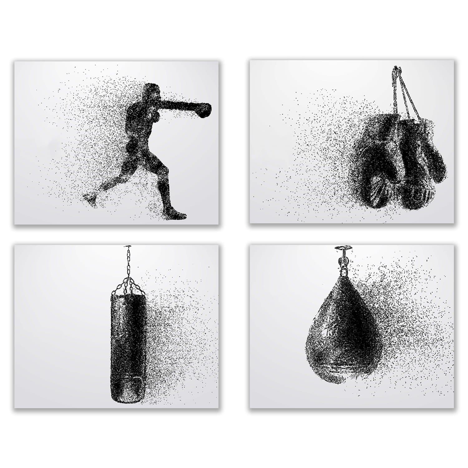 Summit Designs Boxing Wall Art Prints – Set Of 4 (8x10) Unframed Posters, Room Decor For Men Kids Teenagers, Poster Set For Bedroom Man Cave, Boys Bedroom Decor, Prints