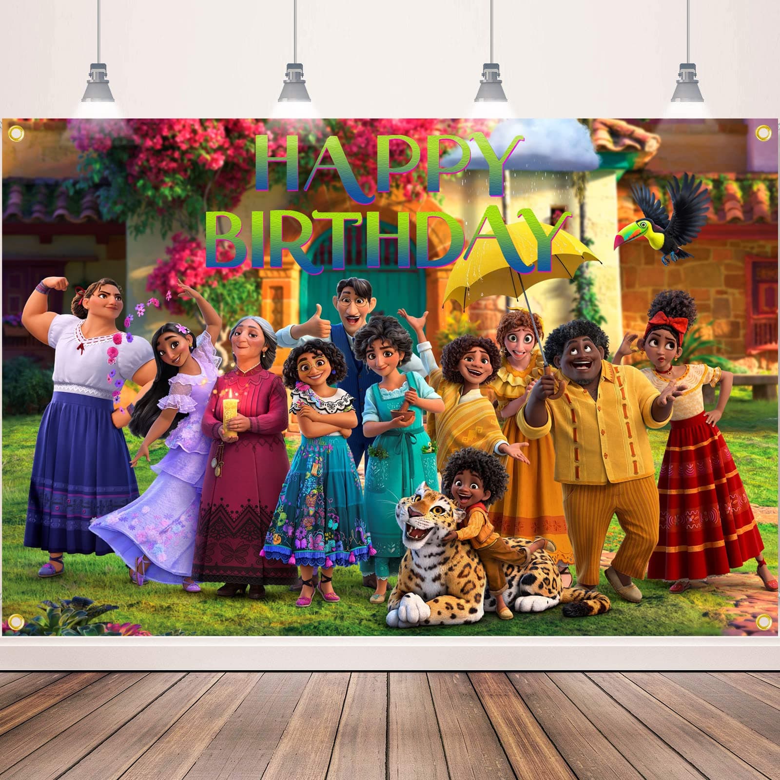 Encanto Birthday Party Supplies, Happy Birthday Backdrop for Encanto Party Decorations, 5 x 3FT Birthday Banner for Girls Boys Kids Birthday Party Decor