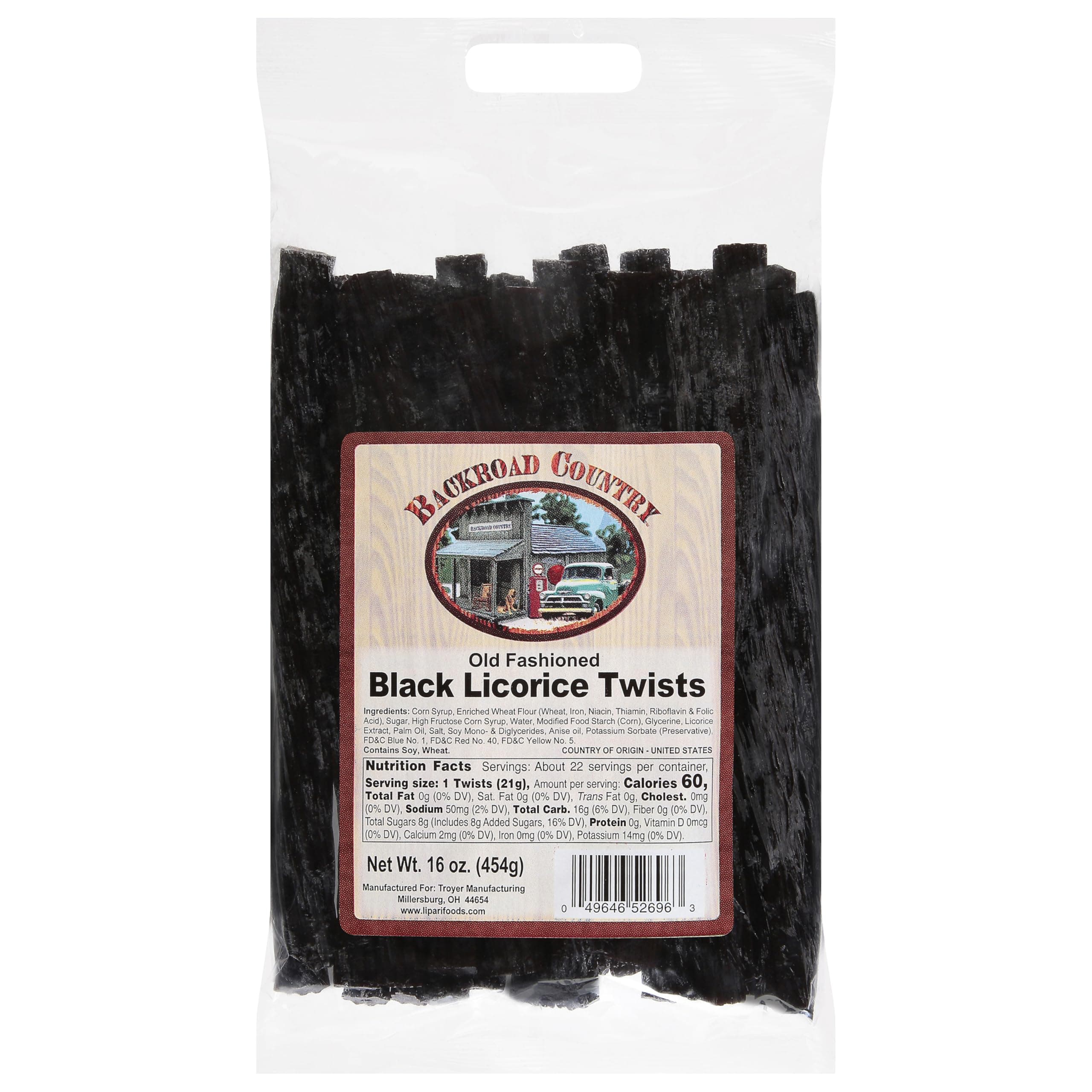 Backroad Country Old Fashioned Classic Black Licorice Twists - Licorice Candy - Made in the USA - 16 OZ (Pack of 1)